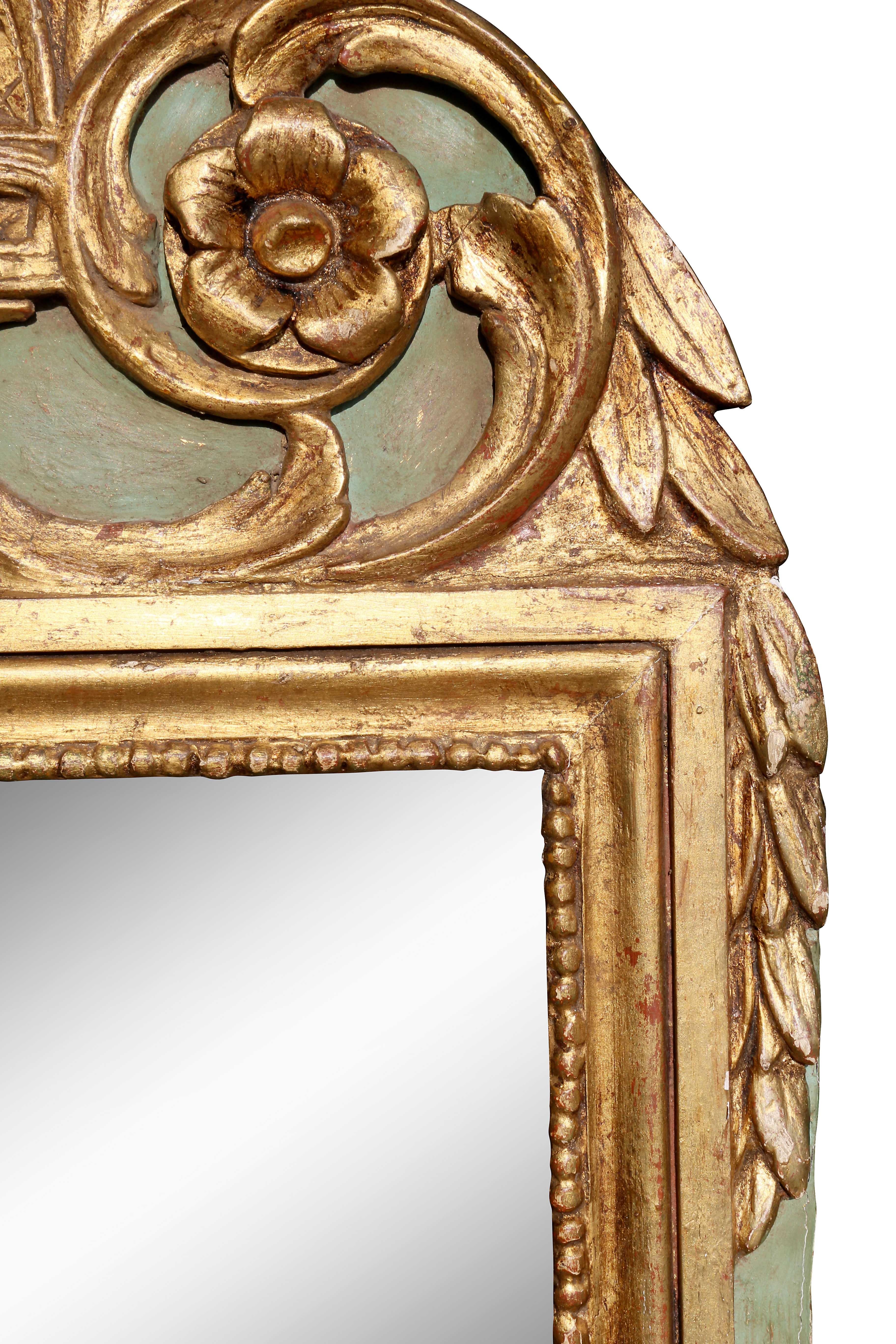 18th Century Louis XVI Style Giltwood and Painted Mirror