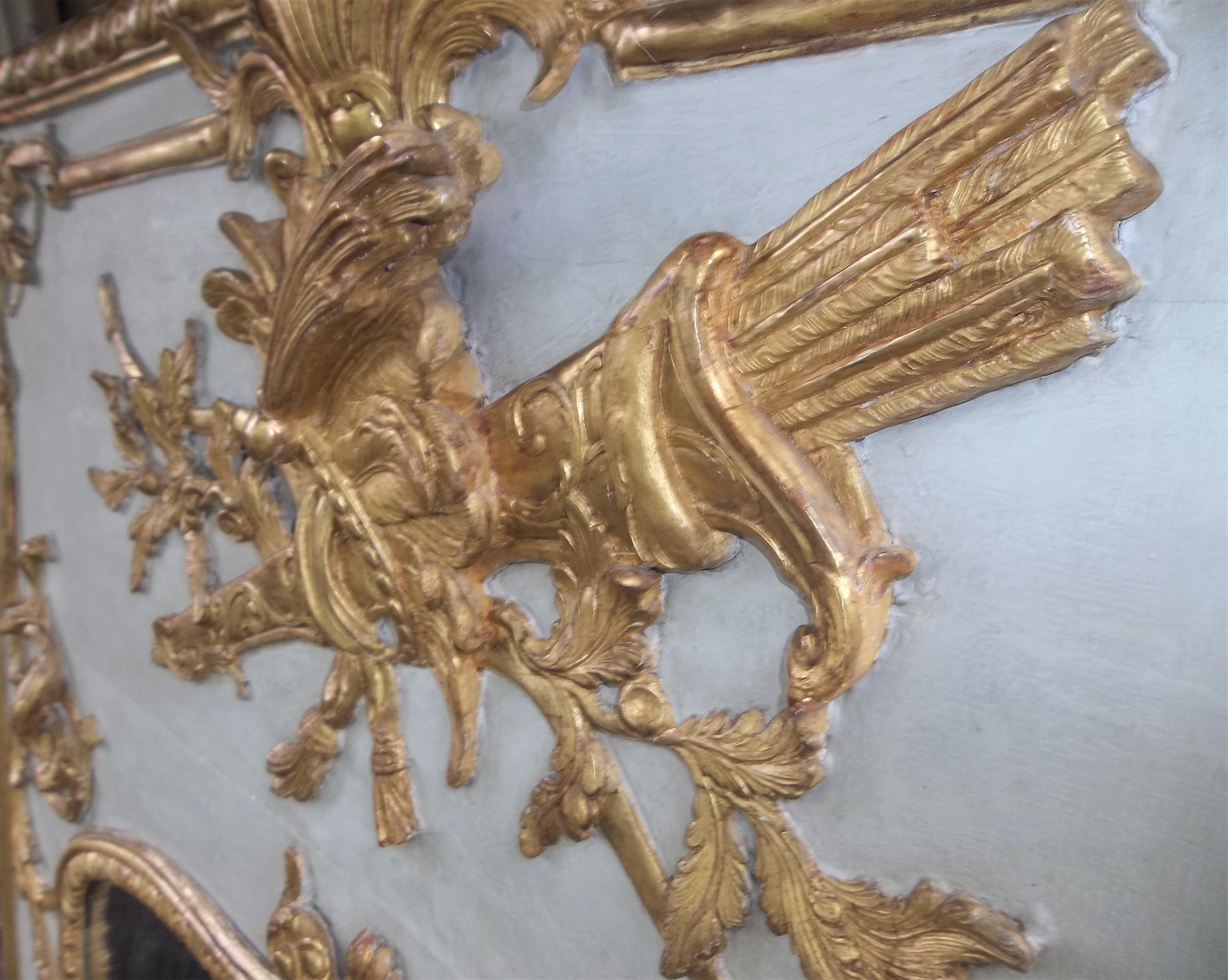 Louis XVI Style Giltwood Carved Trumeau Boiserie Fragment with Trophy 9