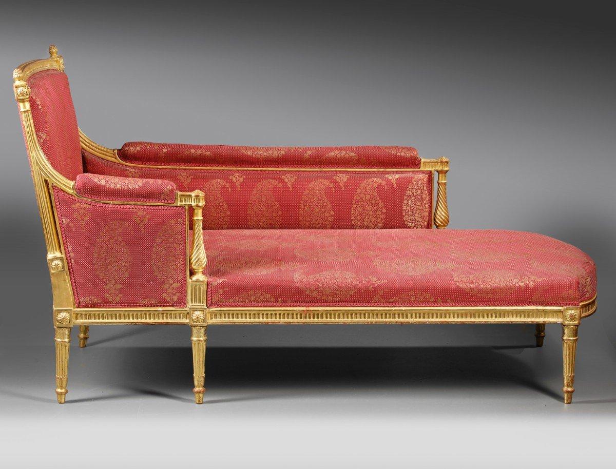 European Louis XVI Style Giltwood Chaise Longue