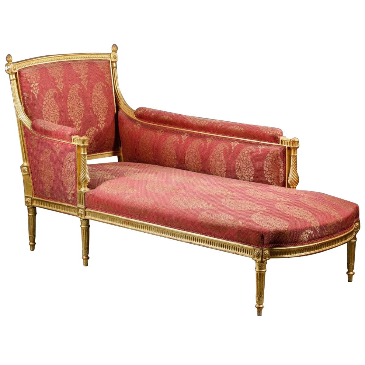Louis XVI Style Giltwood Chaise Longue