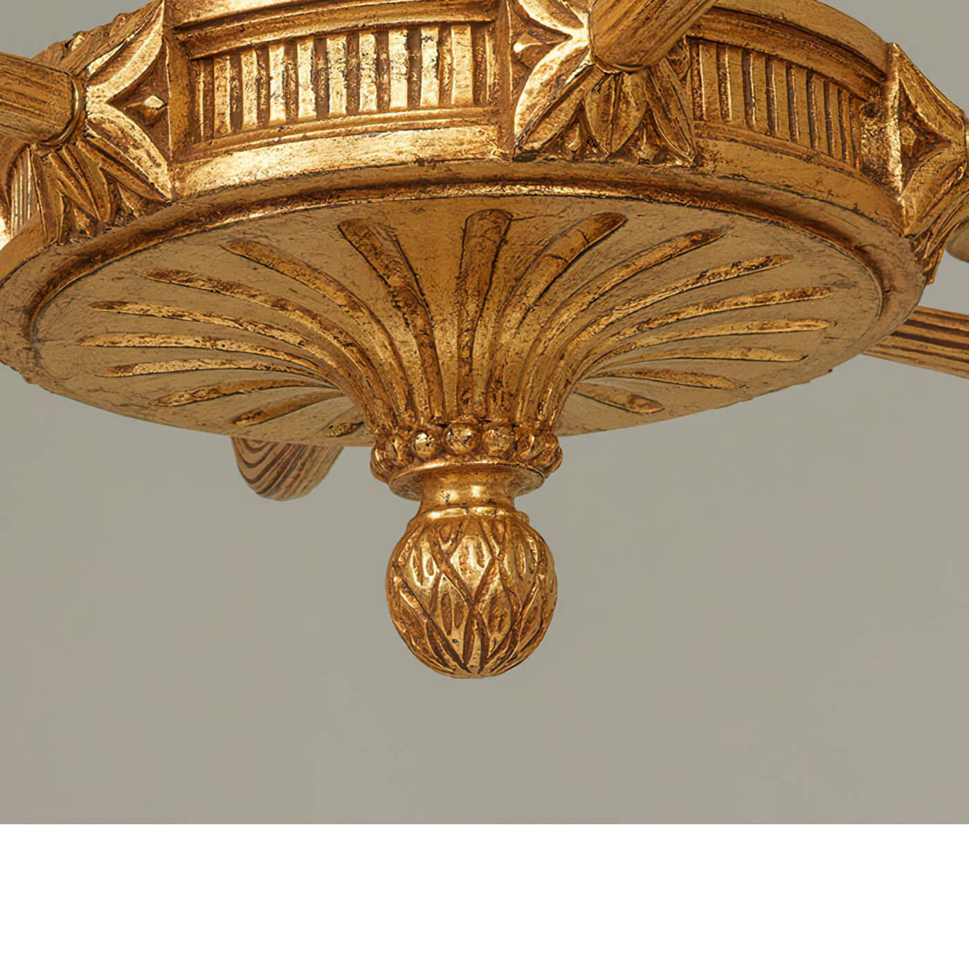 Contemporary Louis XVI Style Giltwood Chandelier For Sale