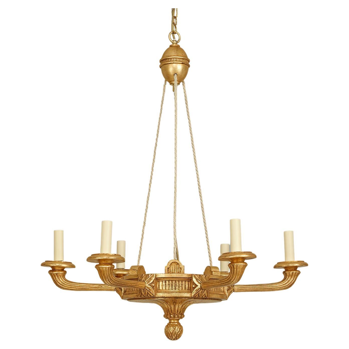 Louis XVI Stil Giltwood Kronleuchter im Angebot