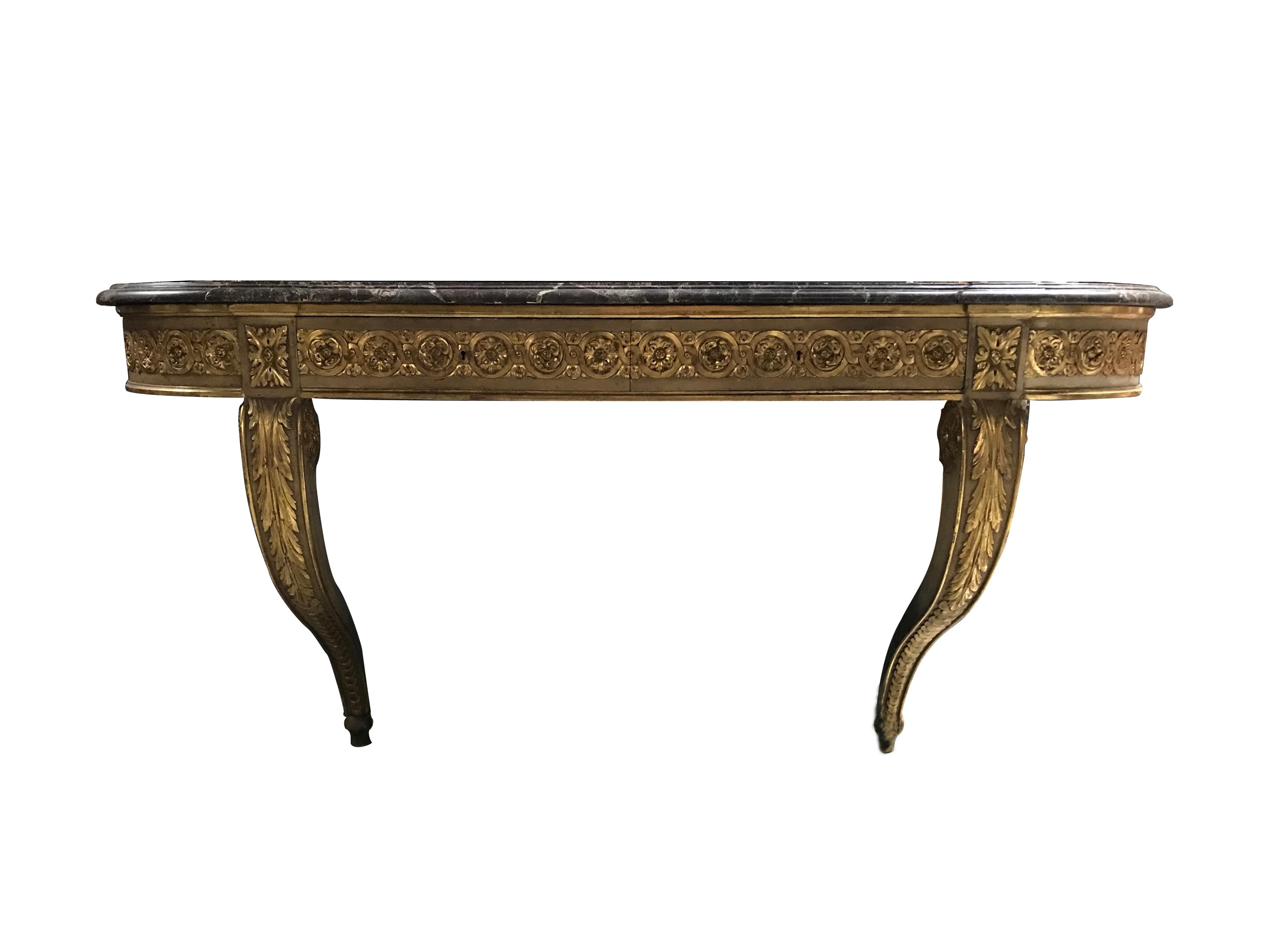 Français Console en bois doré de style Louis XVI, XIXe siècle en vente