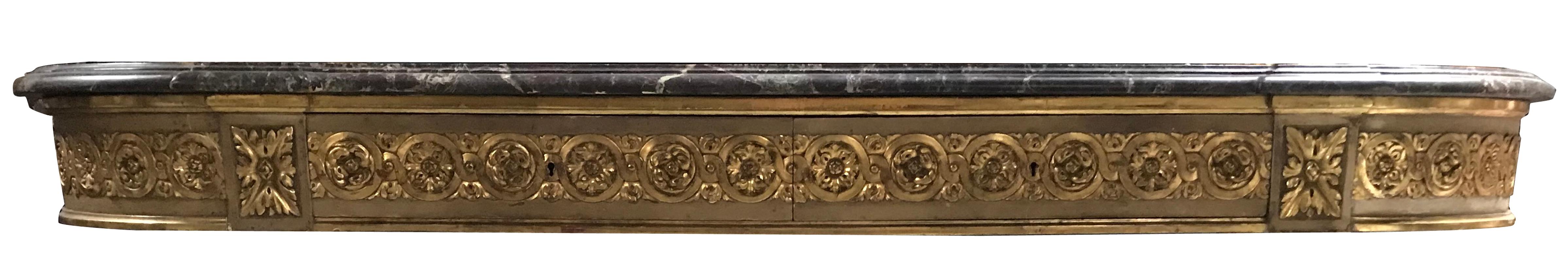 Marble Louis XVI Style Giltwood Console, 19th Century For Sale