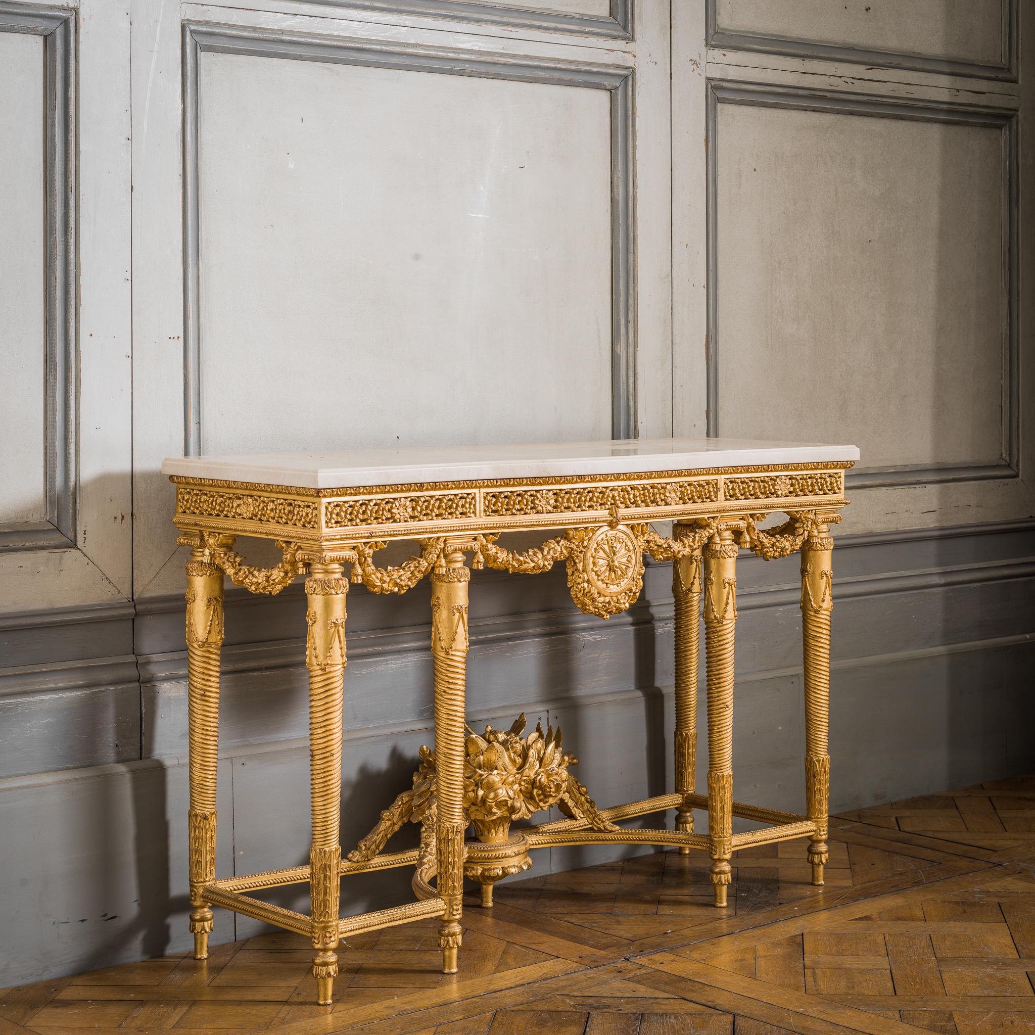 English Louis XVI Style Giltwood Console For Sale