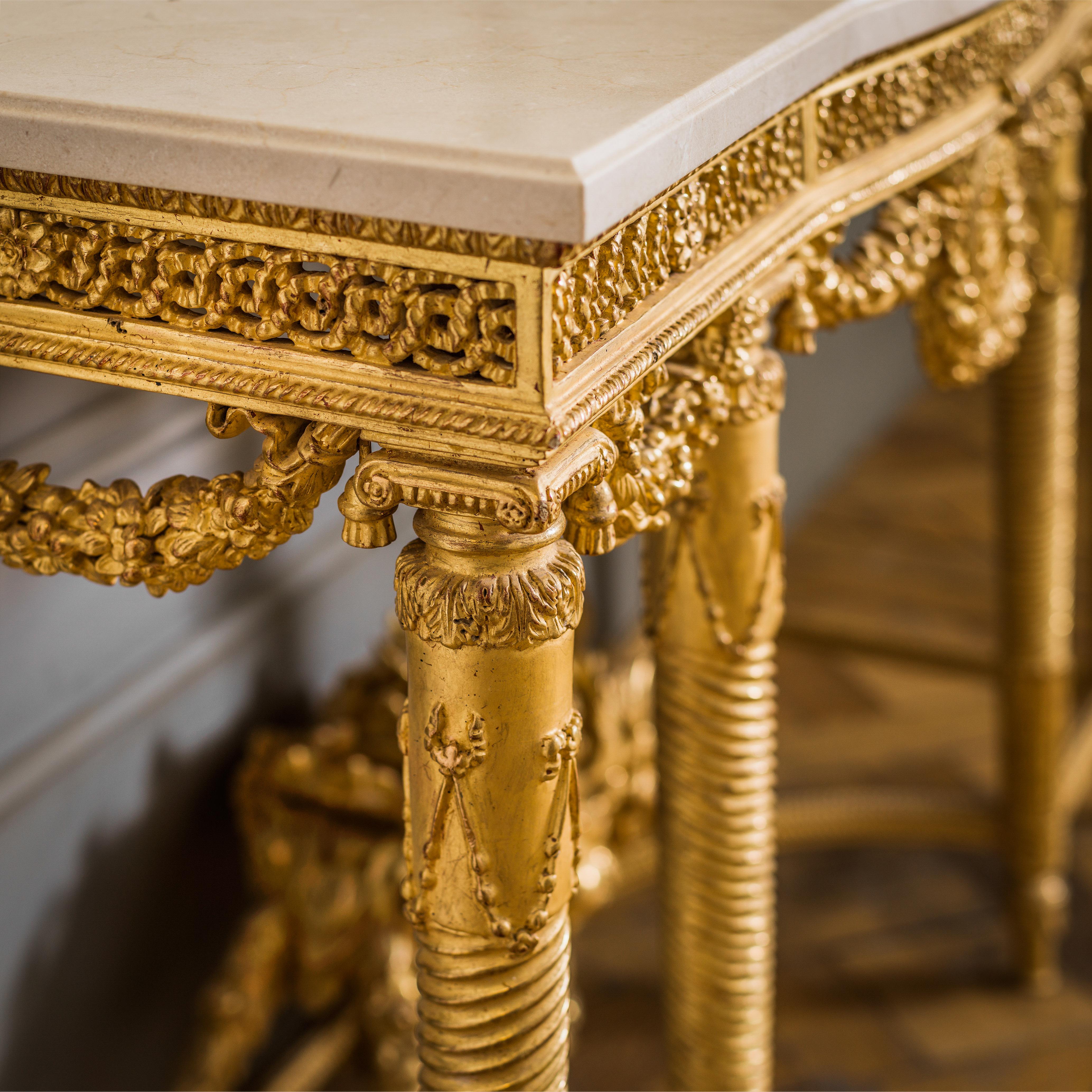 Contemporary Louis XVI Style Giltwood Console For Sale