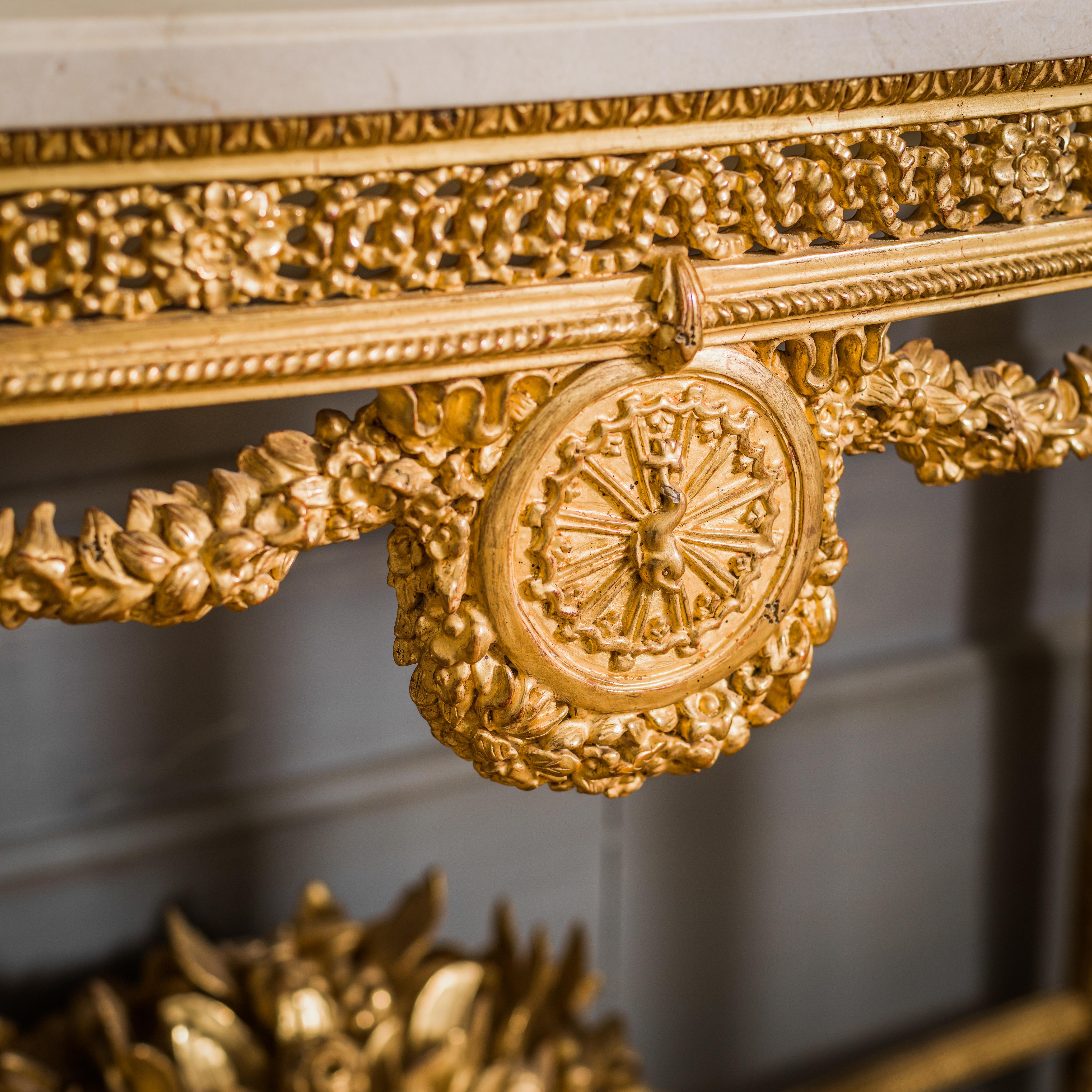 Gold Leaf Louis XVI Style Giltwood Console For Sale