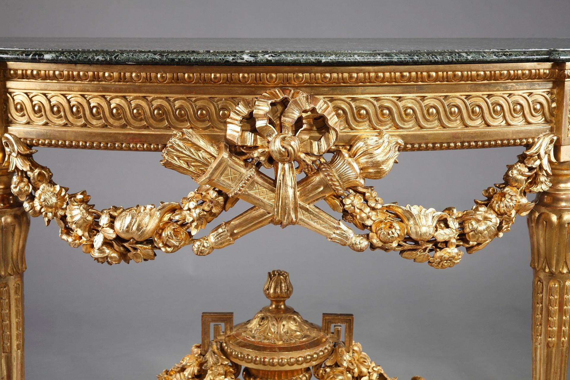 French Louis XVI-Style Giltwood Console Table, circa 1860