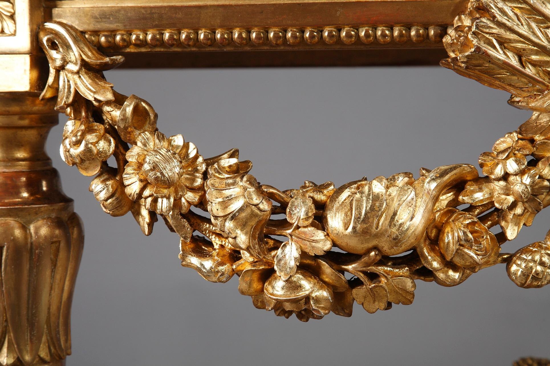 19th Century Louis XVI-Style Giltwood Console Table, circa 1860