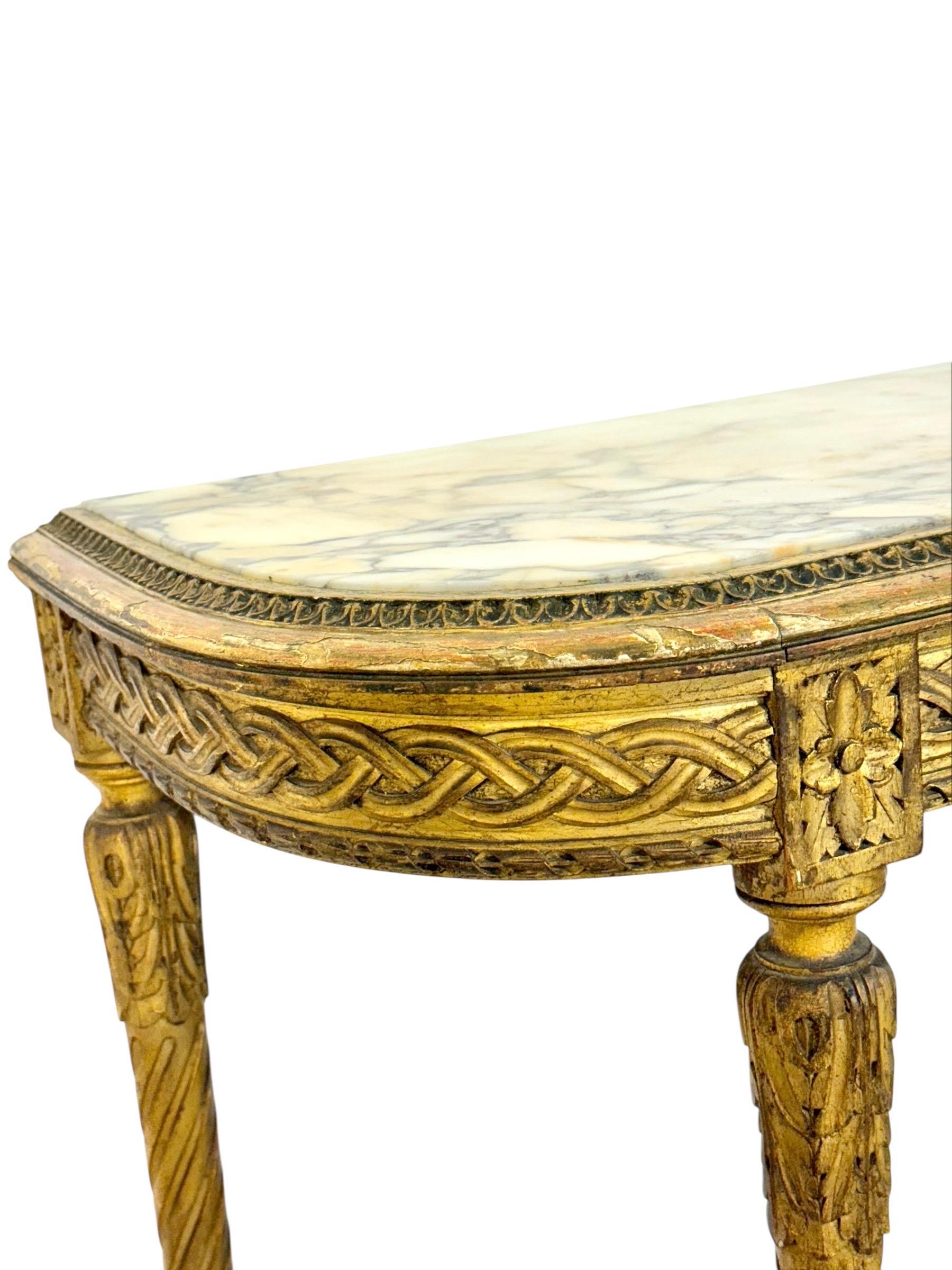 Konsole aus Giltwood im Louis-XVI-Stil mit Marmorplatte, 19. Jahrhundert im Angebot 5