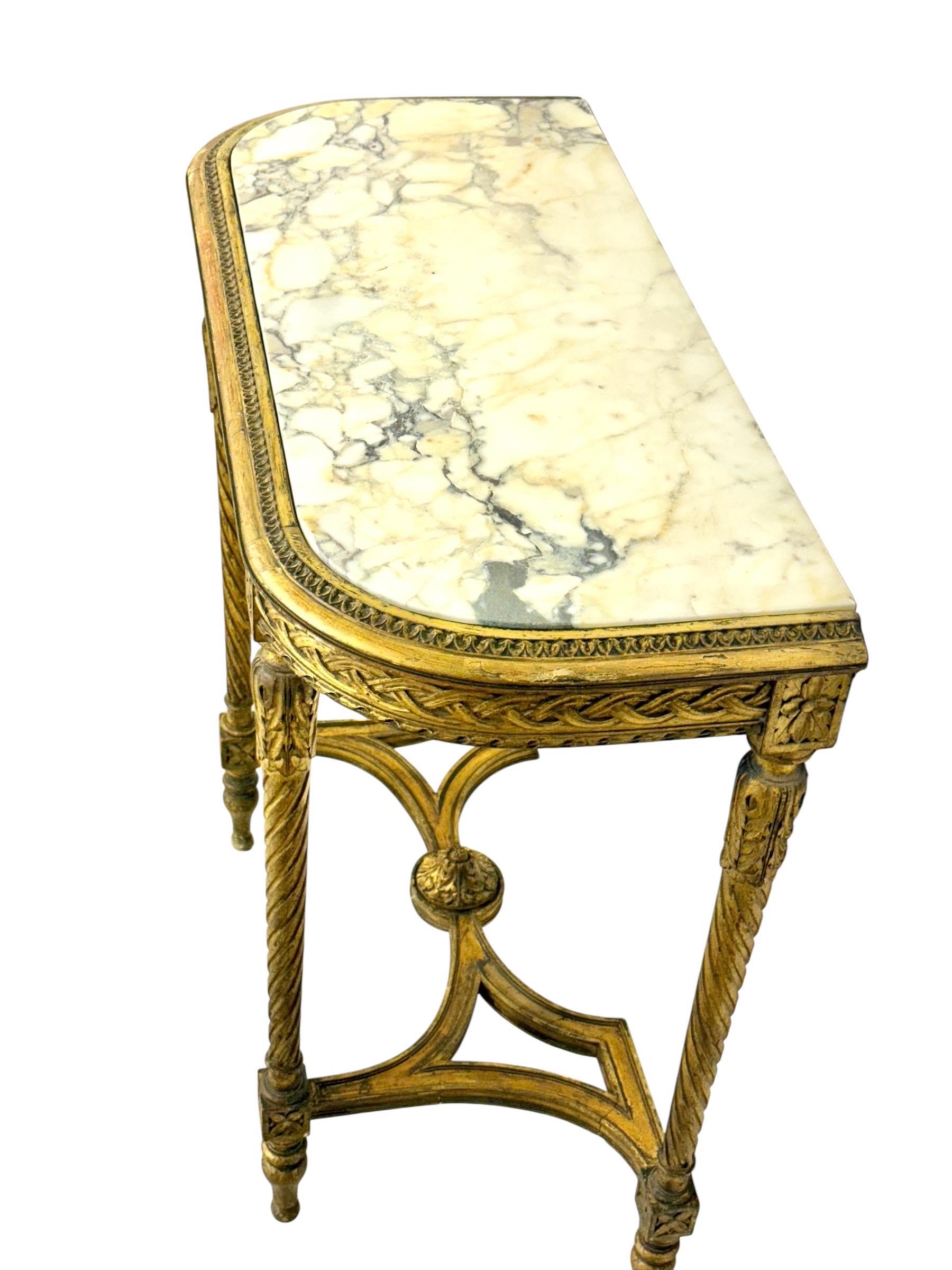 Konsole aus Giltwood im Louis-XVI-Stil mit Marmorplatte, 19. Jahrhundert im Angebot 6