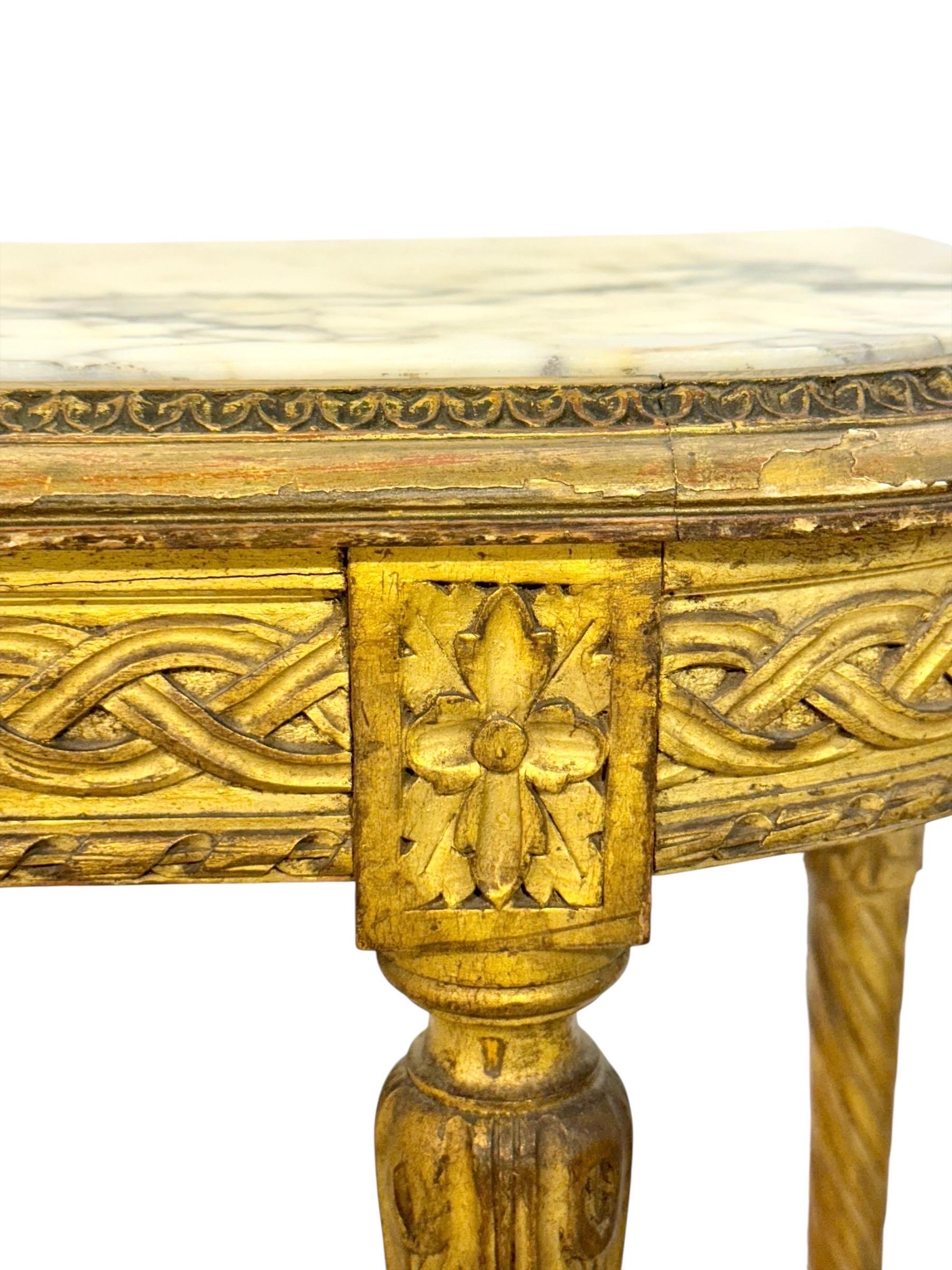 Konsole aus Giltwood im Louis-XVI-Stil mit Marmorplatte, 19. Jahrhundert im Angebot 7