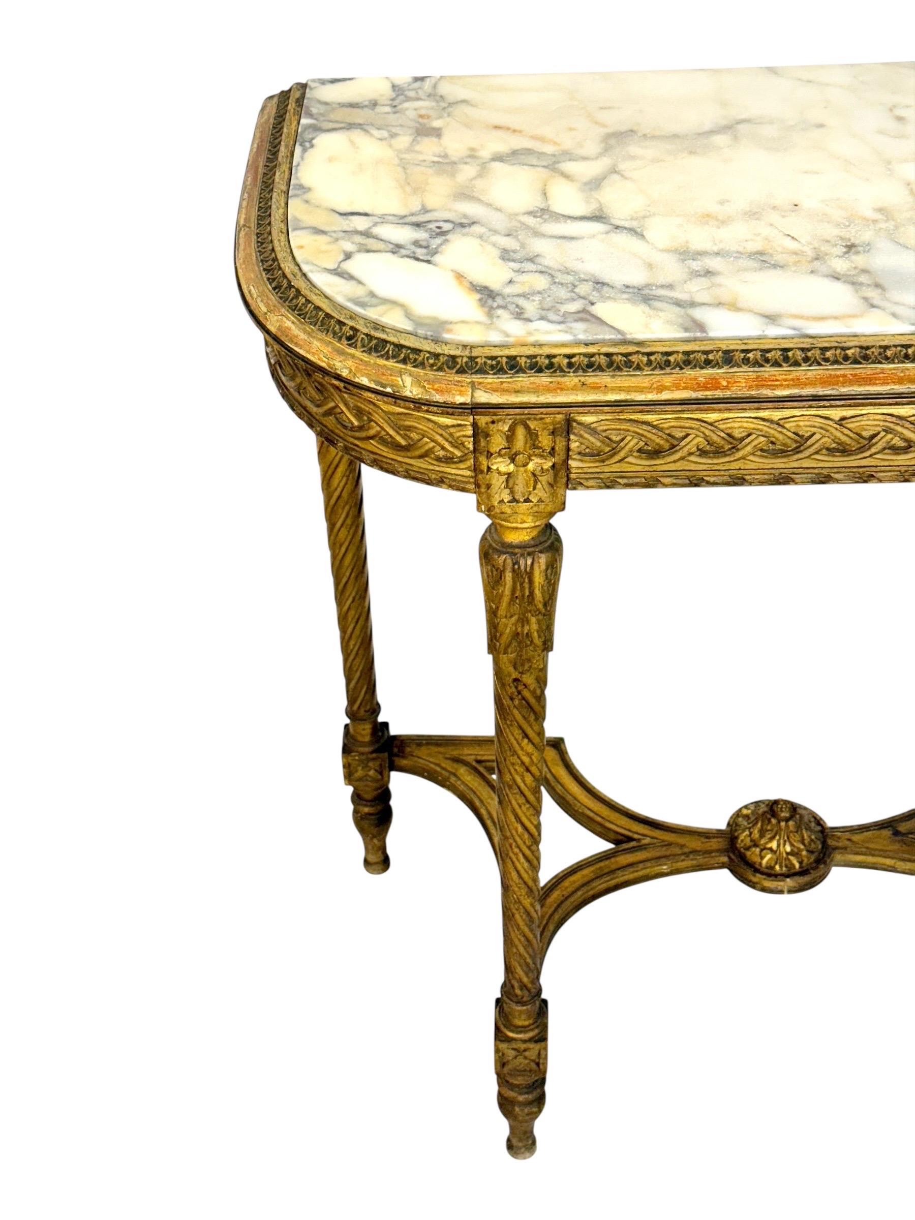 Konsole aus Giltwood im Louis-XVI-Stil mit Marmorplatte, 19. Jahrhundert im Angebot 12