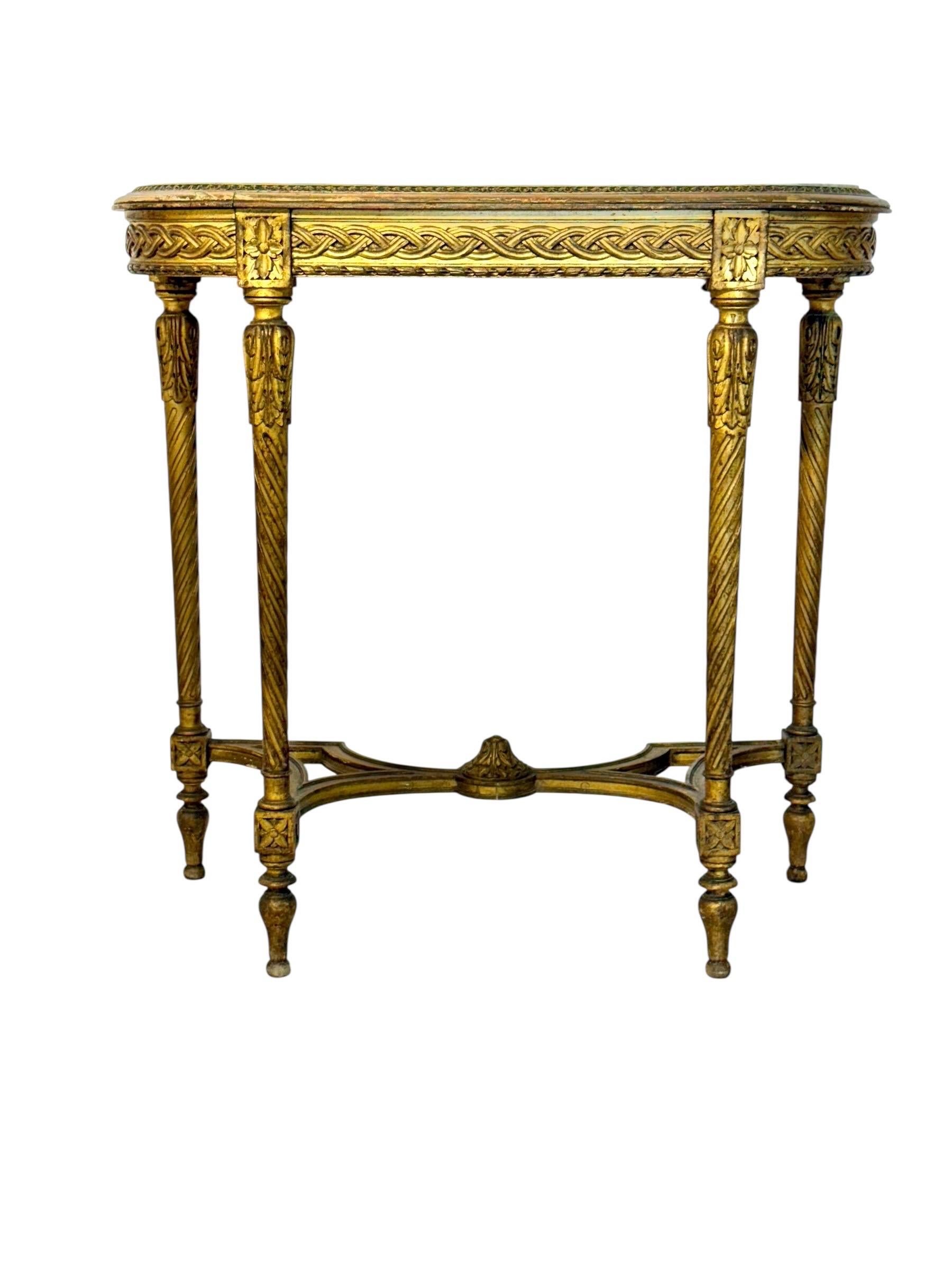 Konsole aus Giltwood im Louis-XVI-Stil mit Marmorplatte, 19. Jahrhundert im Angebot 3