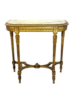 Konsole aus Giltwood im Louis-XVI-Stil mit Marmorplatte, 19. Jahrhundert
