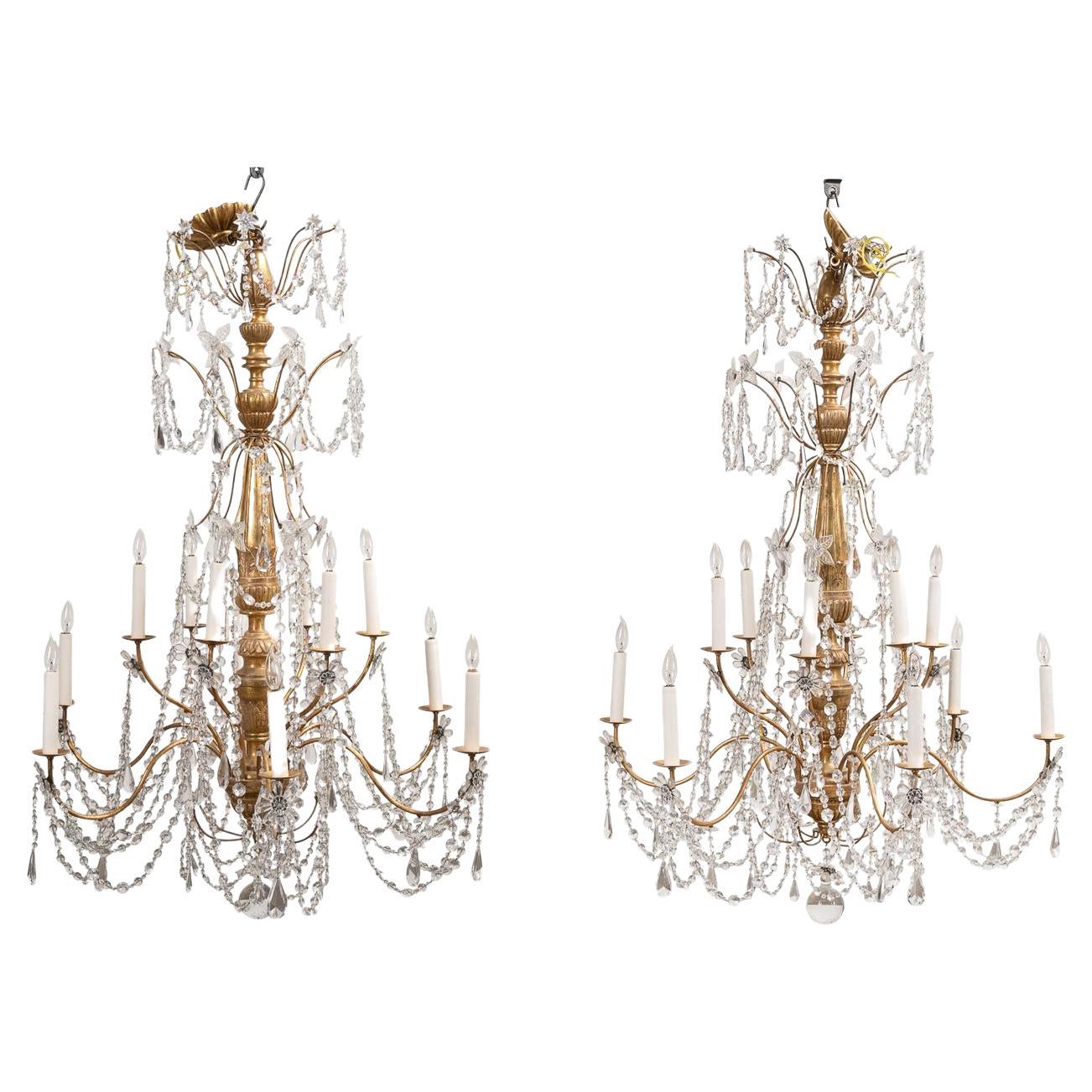 Louis XVI style Giltwood & Crystal Chandelier