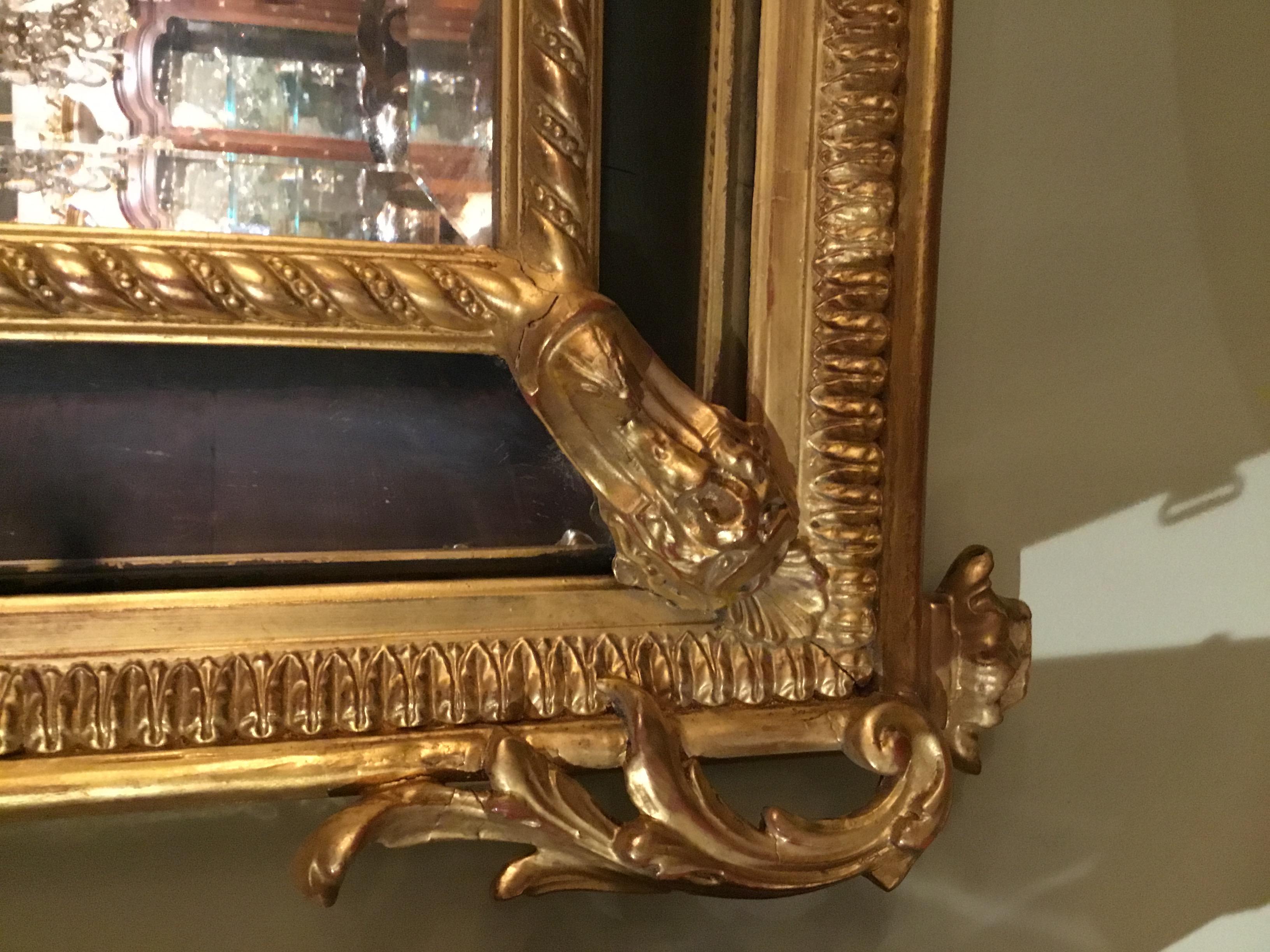 French Louis XVI-Style Giltwood Cushion Mirror, 19th Century For Sale