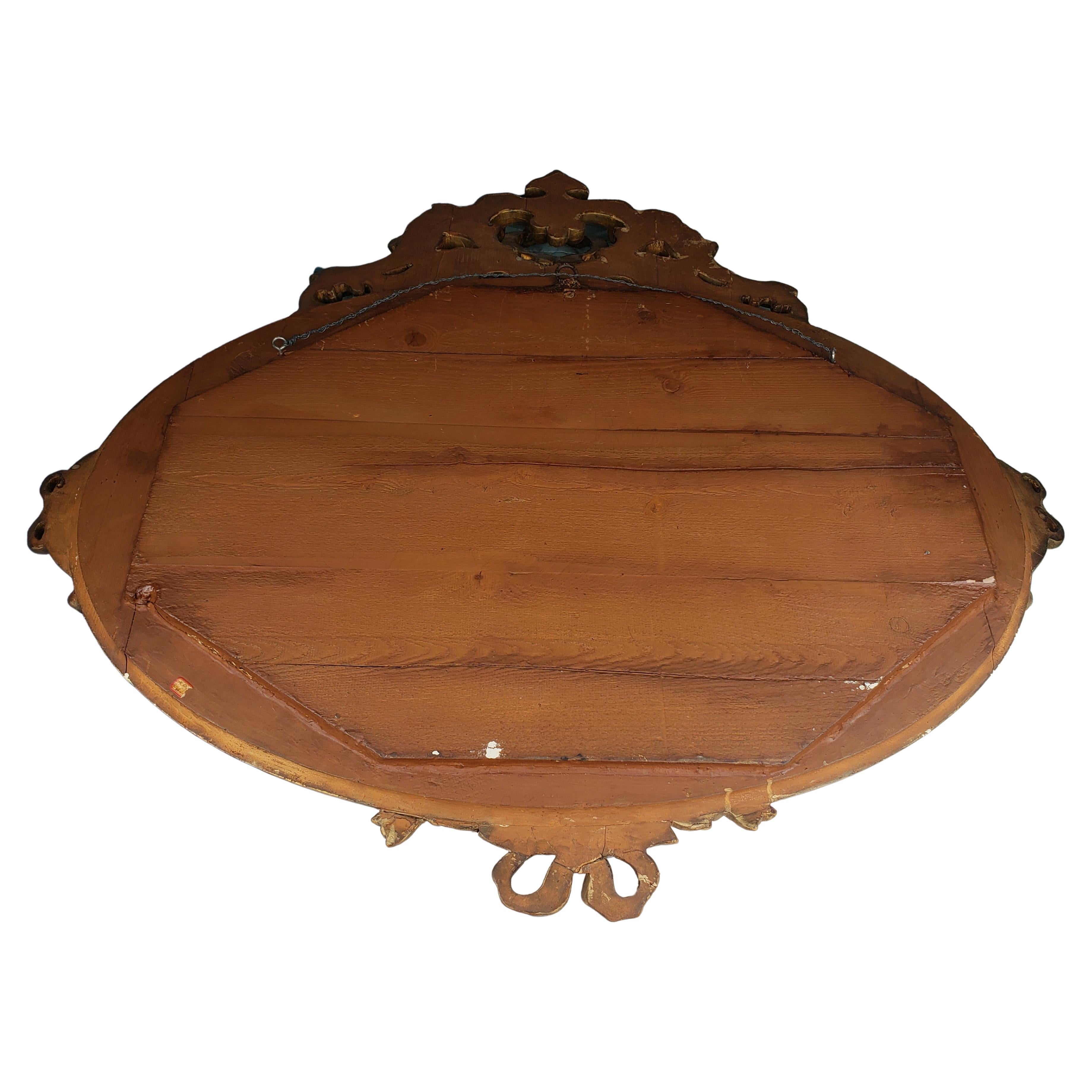 Louis XVI Style Giltwood Decorated Oval Wall Mirror For Sale 1