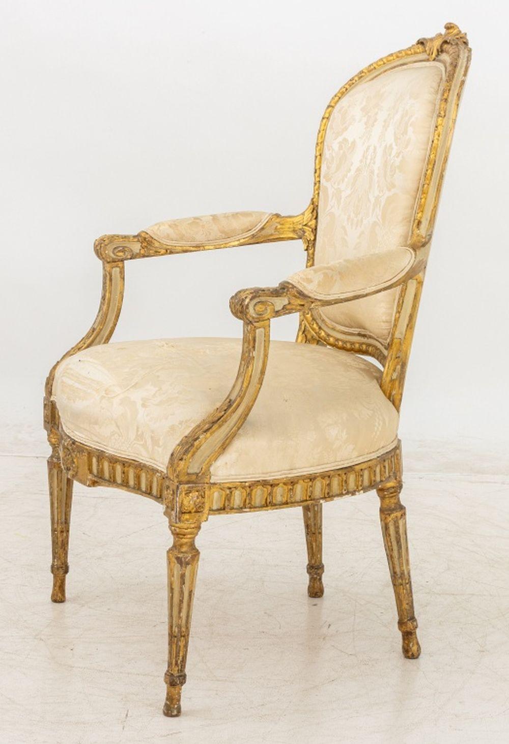 Louis XVI Style Giltwood Fauteuil, 19th C. (Louis XVI.) im Angebot