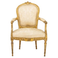 Louis XVI Style Giltwood Fauteuil, 19th C.