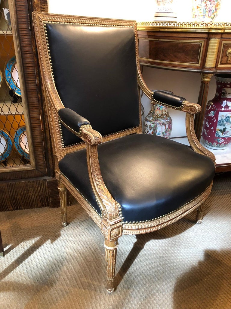 Louis XVI-Style Giltwood Fauteuils / Armchairs For Sale 3