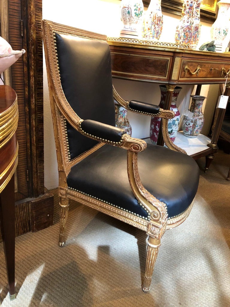 Louis XVI-Style Giltwood Fauteuils / Armchairs For Sale 4