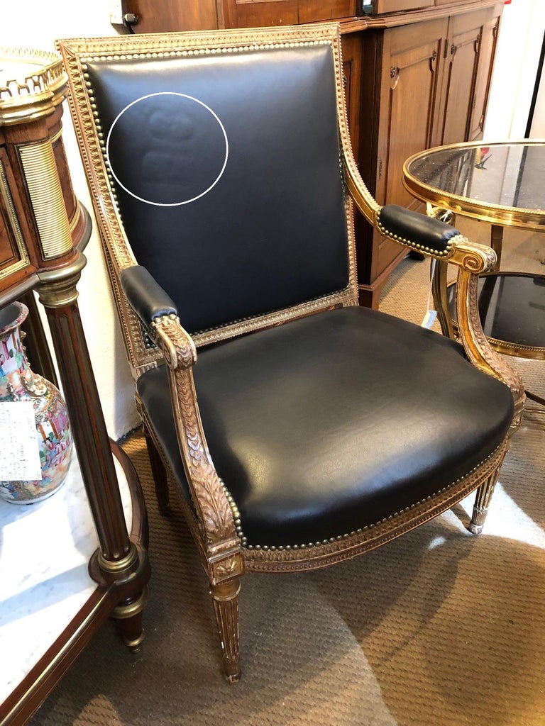 Louis XVI-Style Giltwood Fauteuils / Armchairs For Sale 1