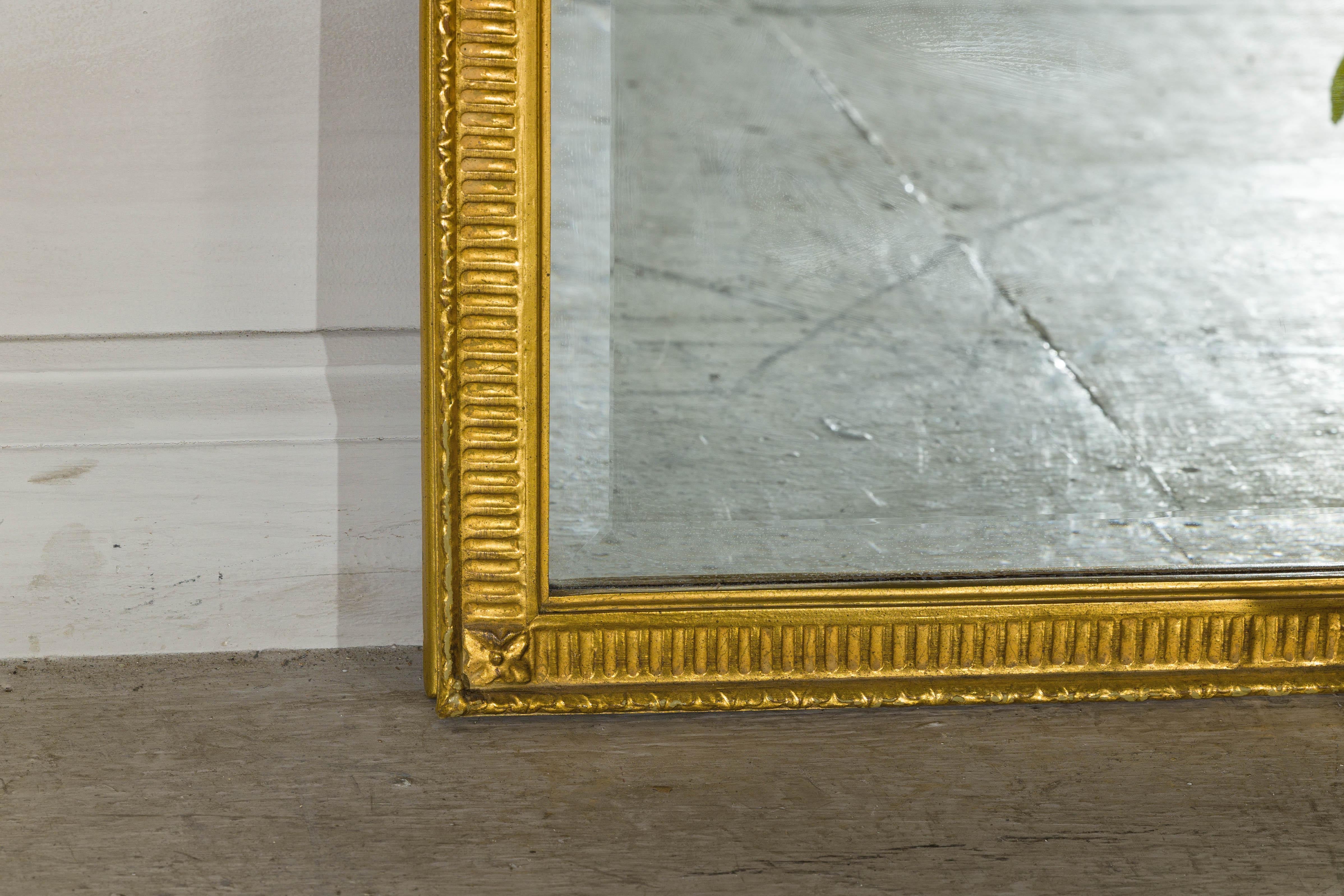 Louis XVI-Style Giltwood Mirror with Allegorical Crest of Triumph and Virtue For Sale 7