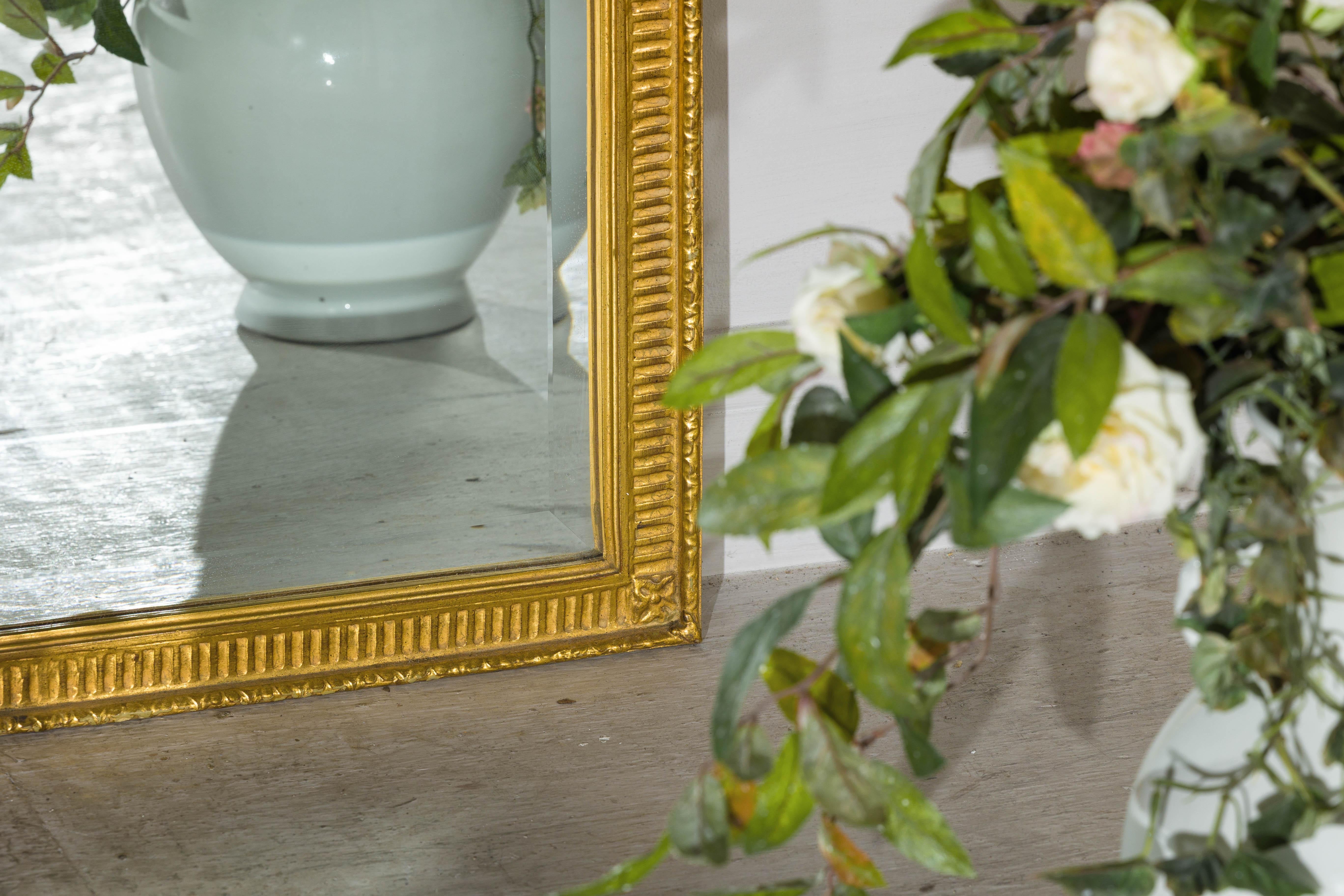 Louis XVI-Style Giltwood Mirror with Allegorical Crest of Triumph and Virtue For Sale 8