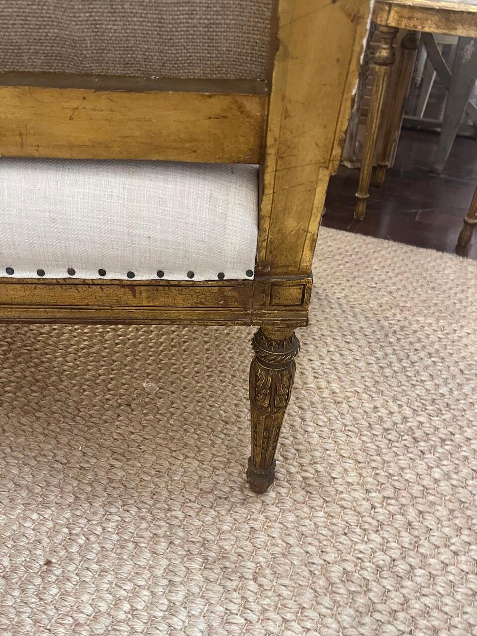 Louis XVI Style Giltwood Settee For Sale 4