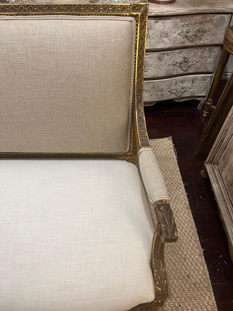 Louis XVI Style Giltwood Settee For Sale 5