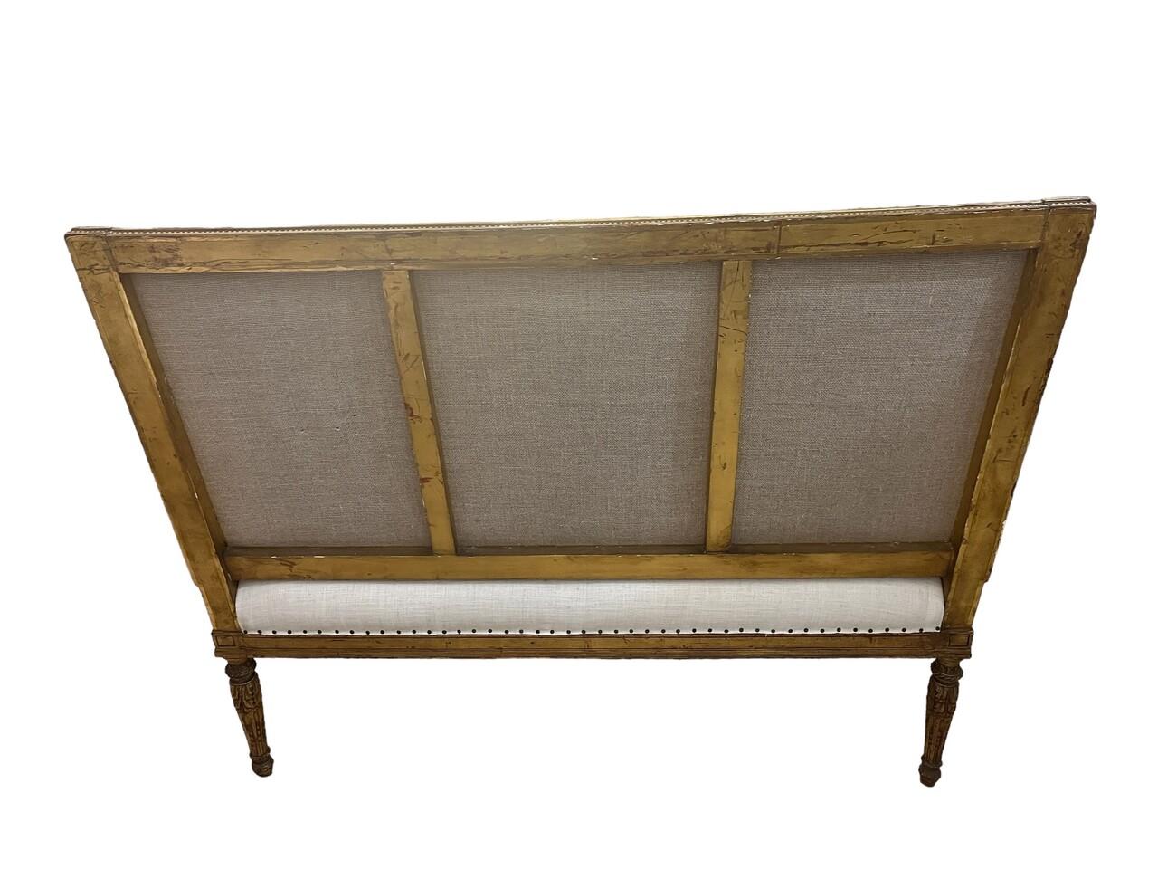 19th Century Louis XVI Style Giltwood Settee For Sale