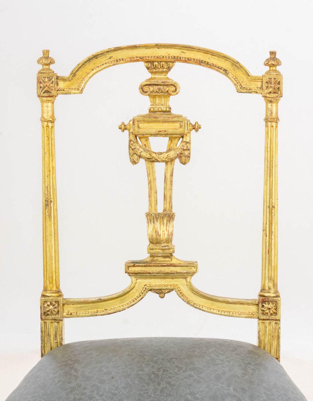 Chaise d'appoint en bois doré de style Louis XVI, vers 1900 Bon état - En vente à Astoria, NY