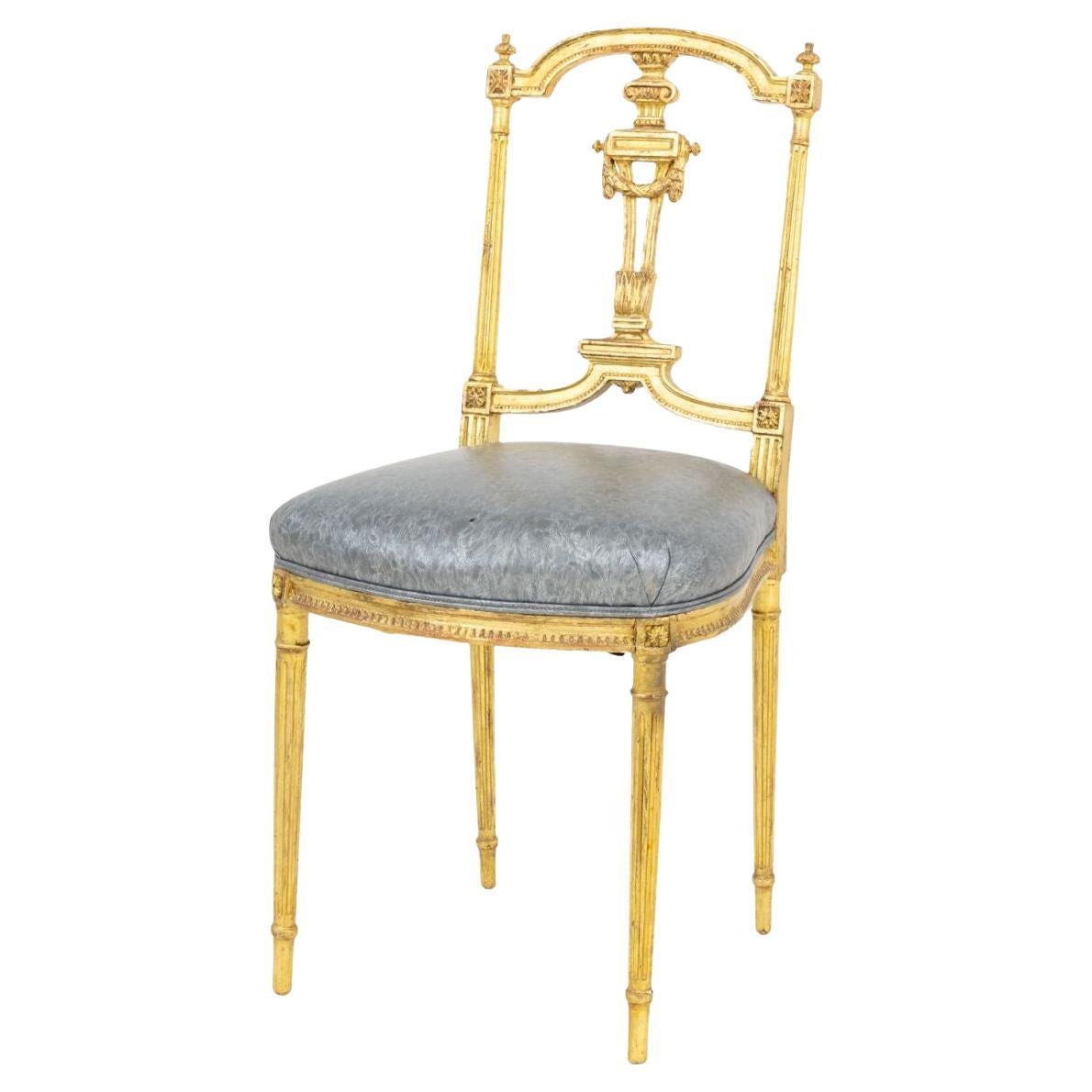 Chaise d
appoint en bois doré de style Louis XVI, vers 1900