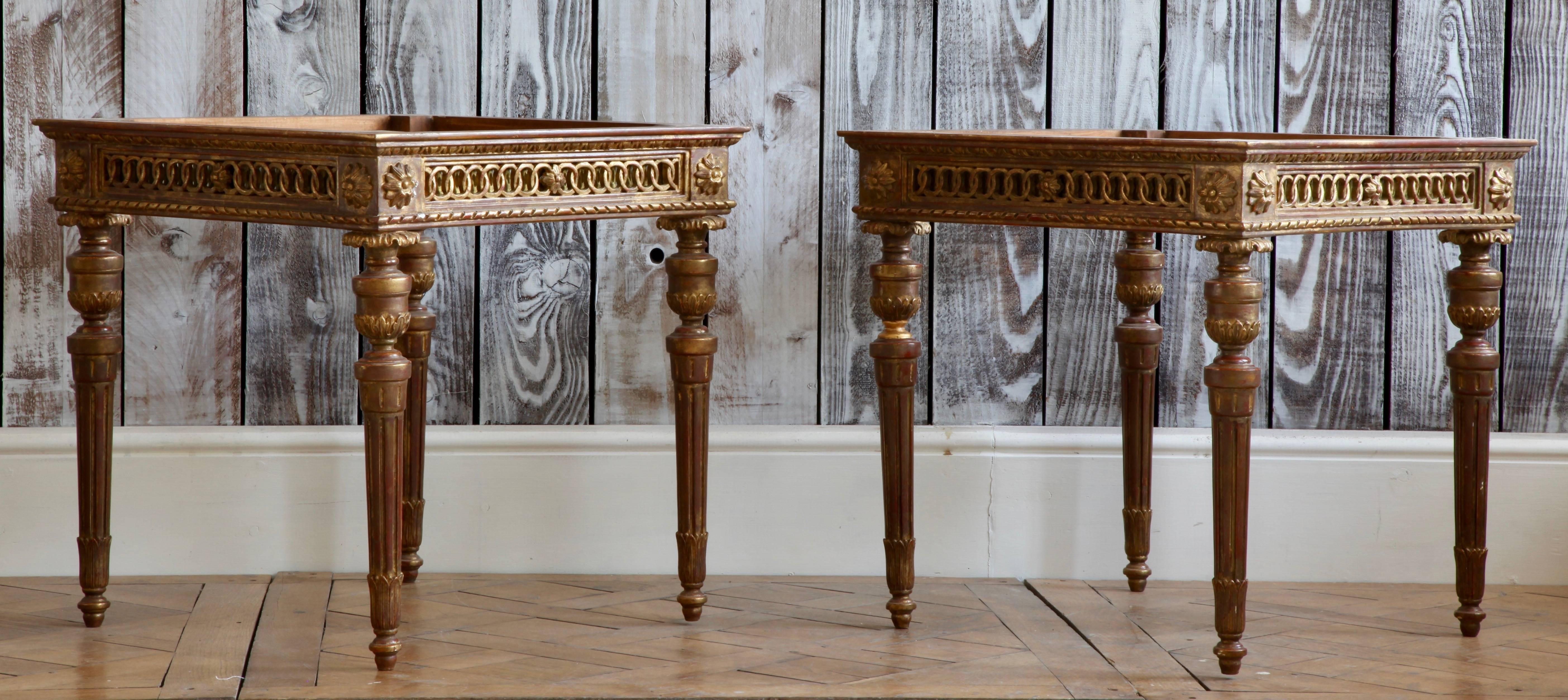 European Louis XVI Style Giltwood Side Tables Made by La Maison London For Sale