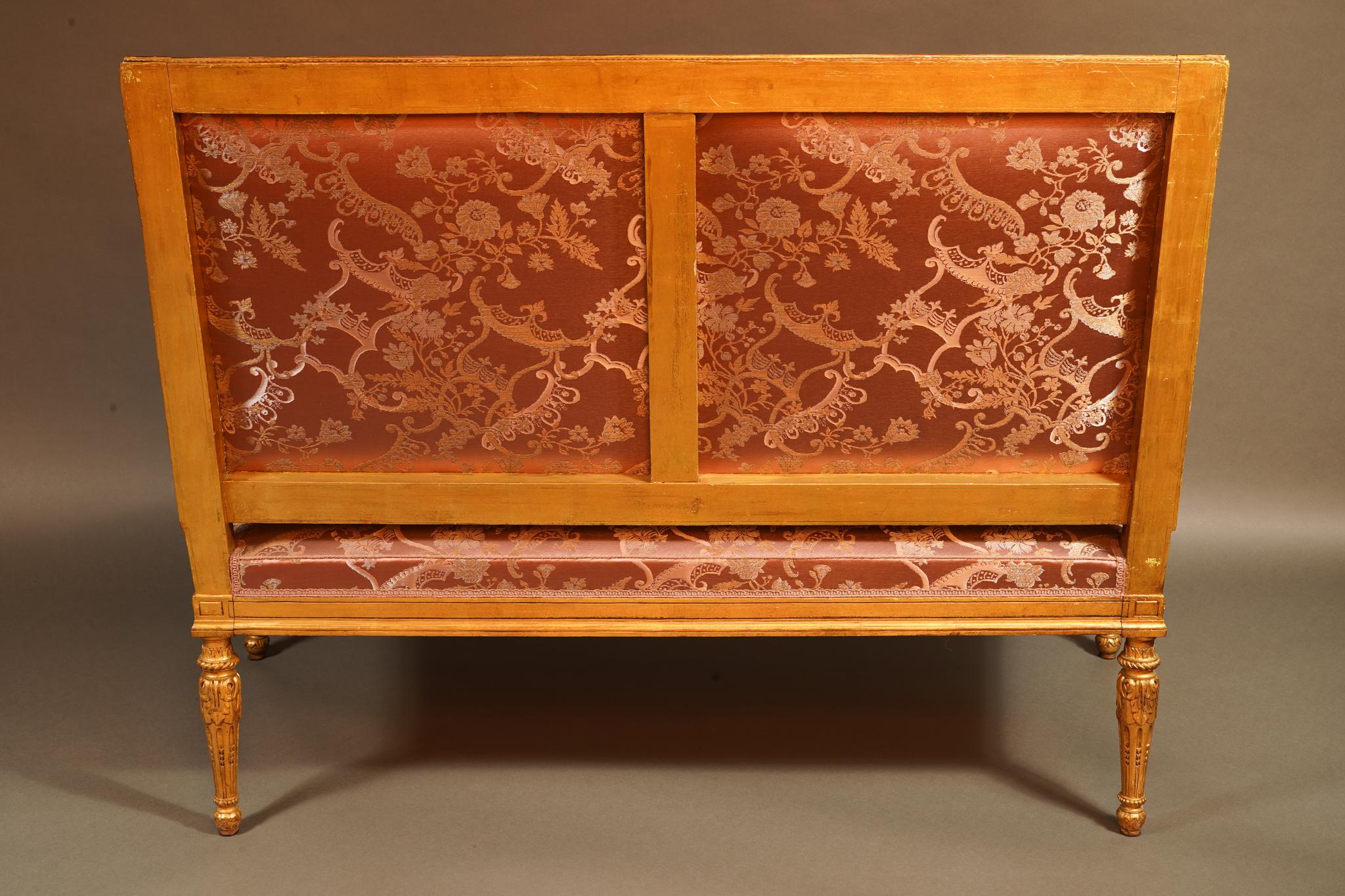 Giltwood-Sofa im Stil Louis XVI nach einem Modell von G. Jacob, Frankreich, CIRCA 1880 (Louis XVI.) im Angebot