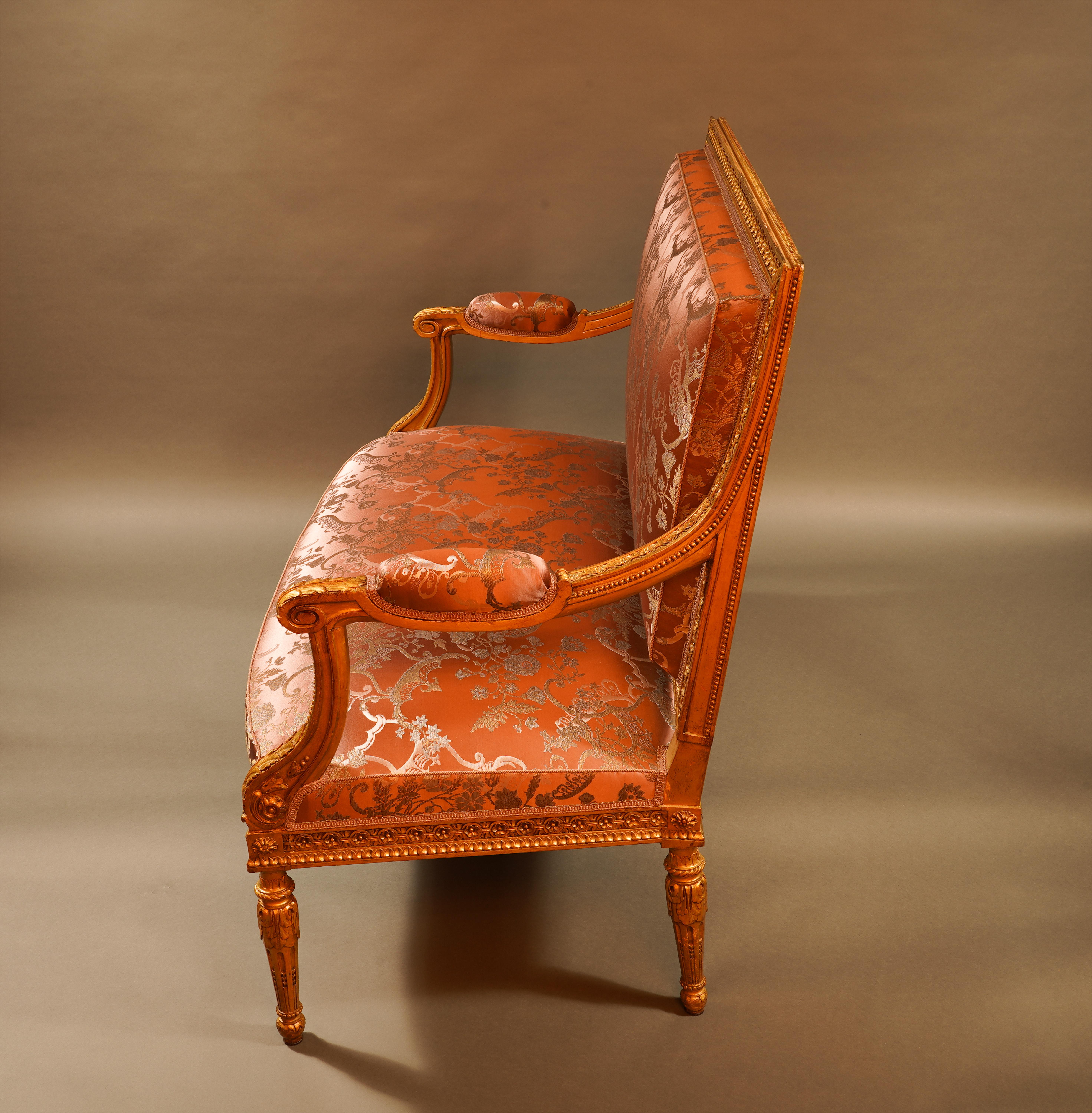 Giltwood-Sofa im Stil Louis XVI nach einem Modell von G. Jacob, Frankreich, CIRCA 1880 (Französisch) im Angebot