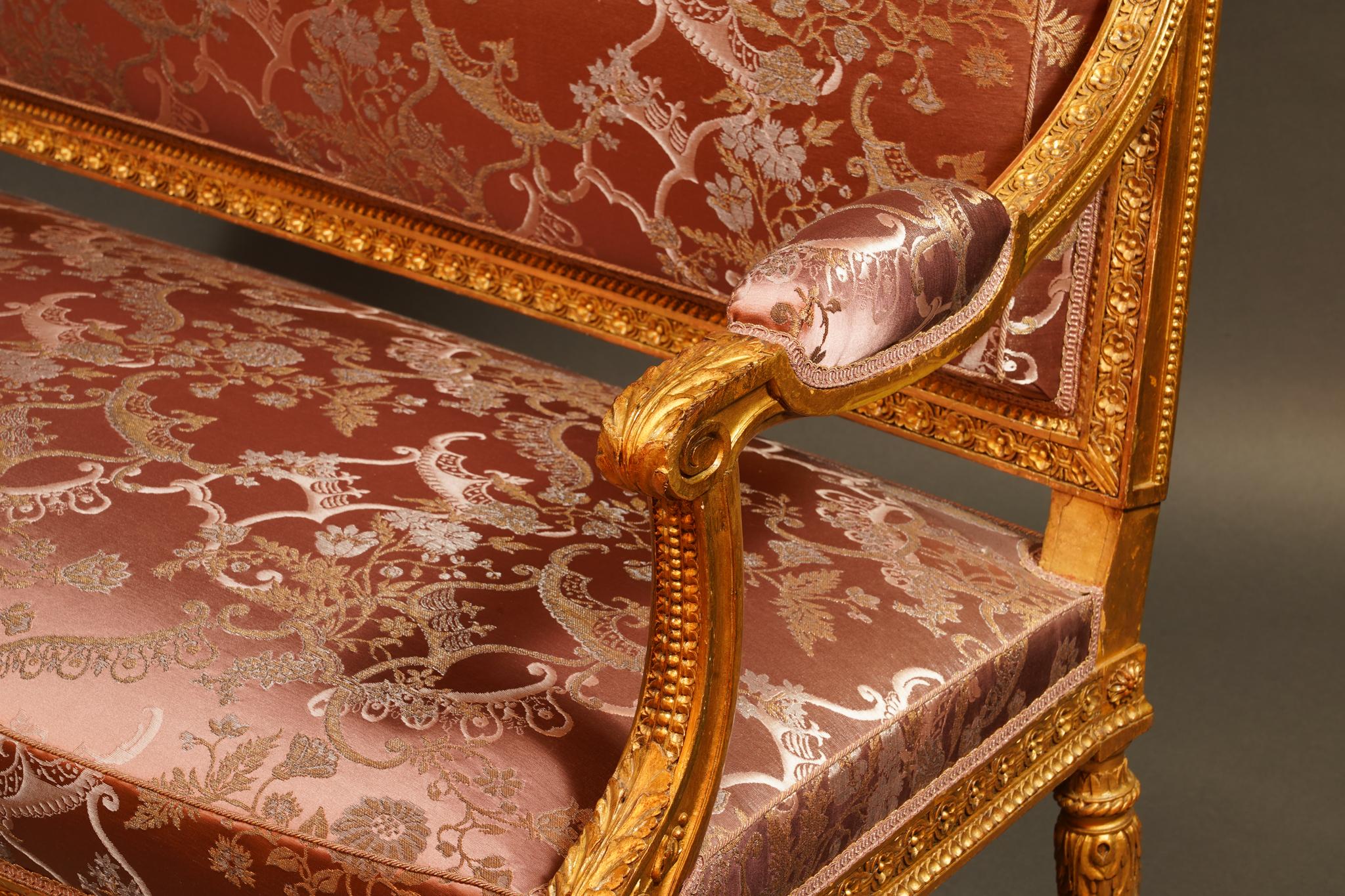 Giltwood-Sofa im Stil Louis XVI nach einem Modell von G. Jacob, Frankreich, CIRCA 1880 im Zustand „Gut“ im Angebot in PARIS, FR