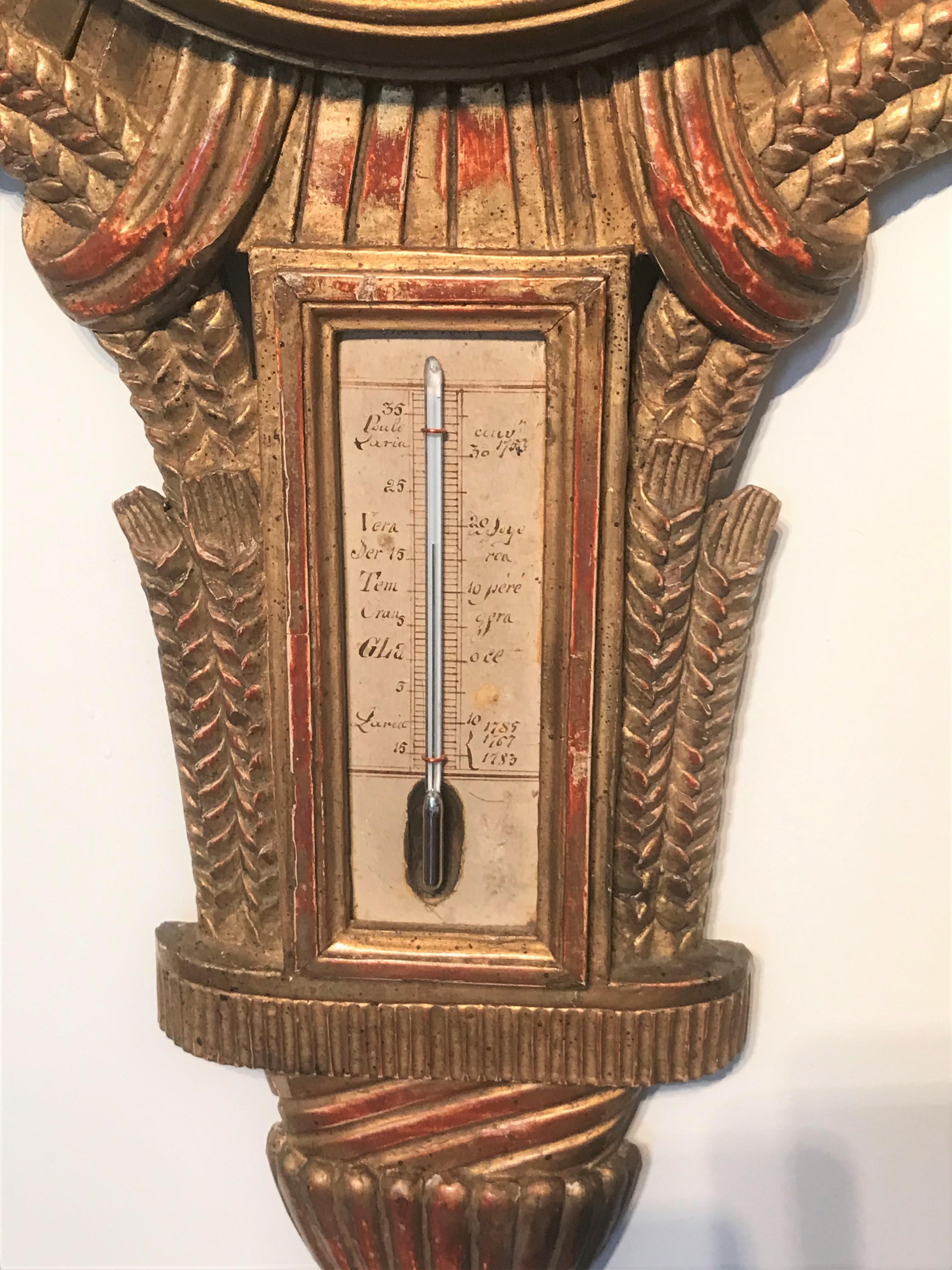 Louis XVI Style Giltwood Sunburst Form Barometer Casing 3
