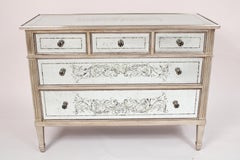 Louis XVI style Mirror Clad Chest of Drawers