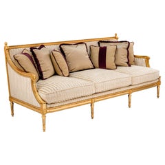 Louis XVI-Style Gold & Beige Sofa