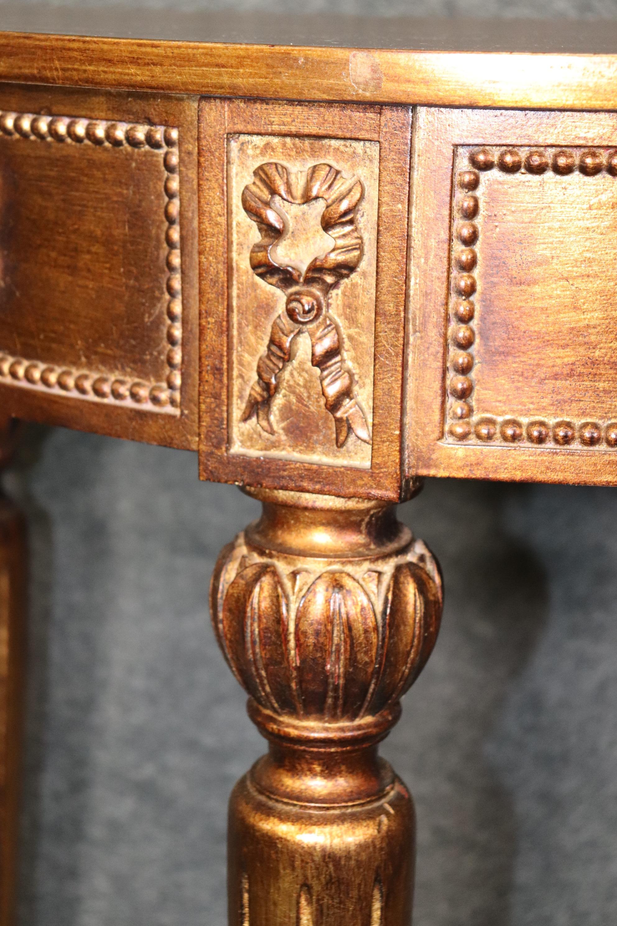Louis XVI Style Gold Gilt Demilune Console Table For Sale 3