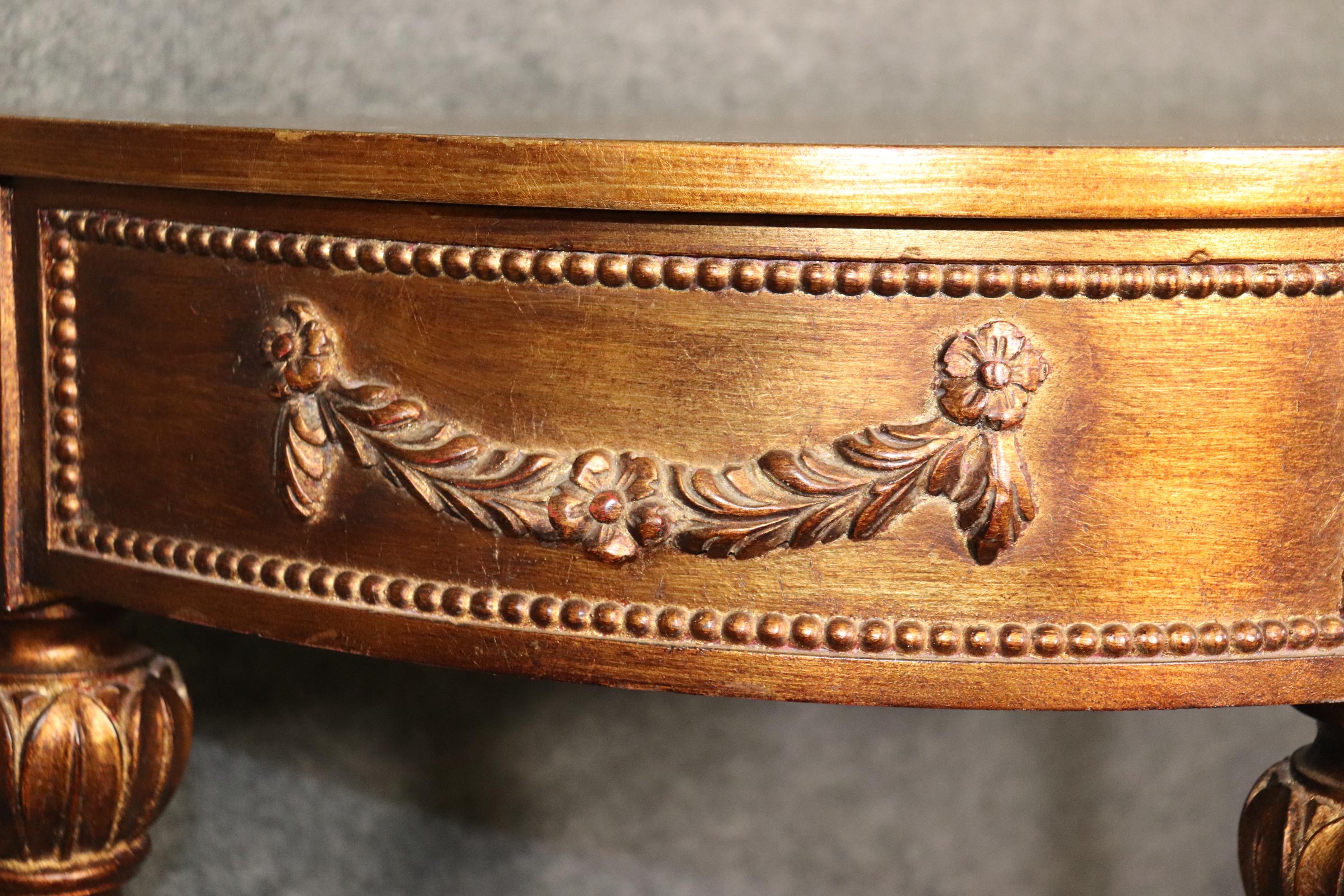 Louis XVI Style Gold Gilt Demilune Console Table For Sale 5