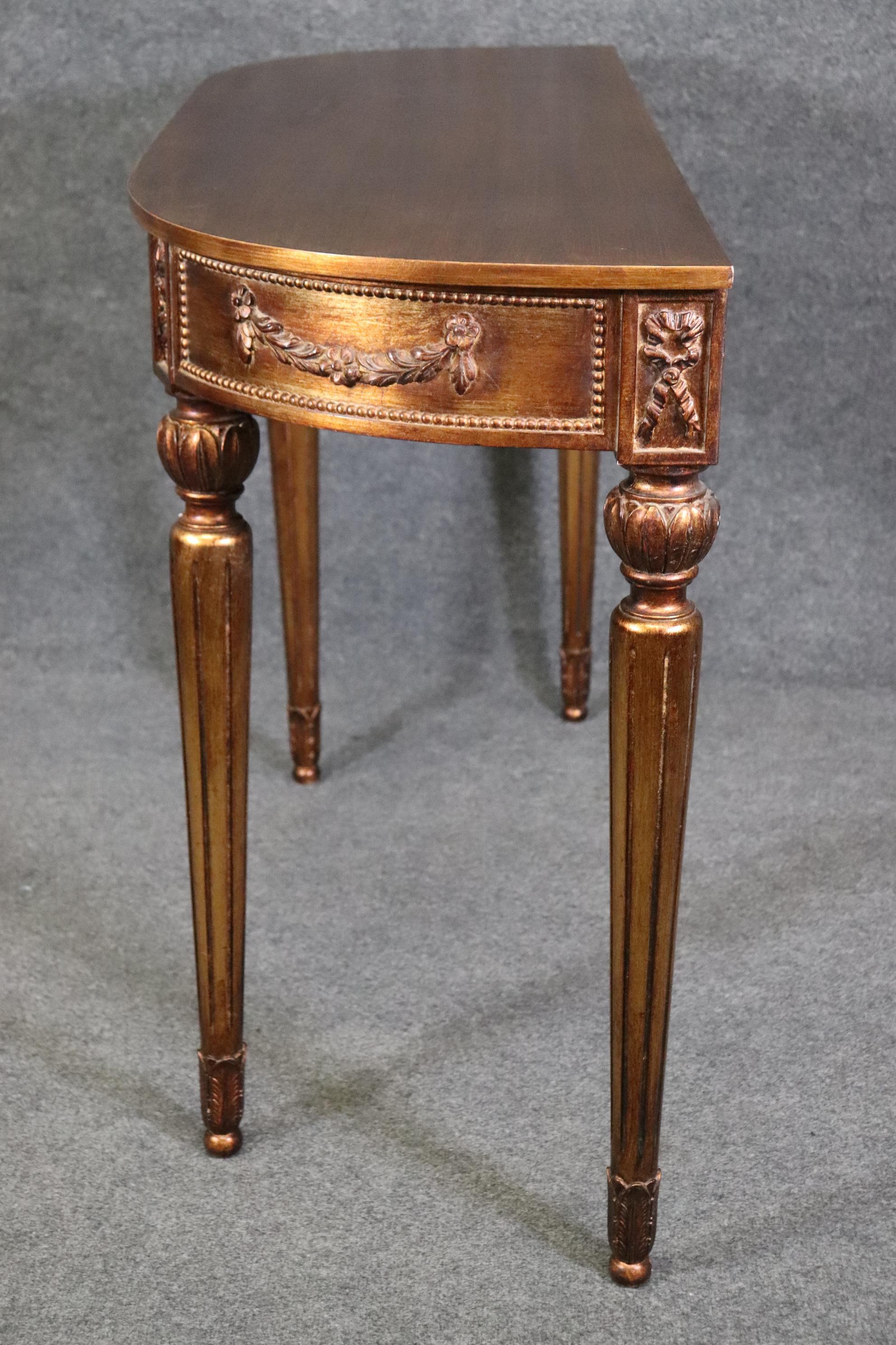 Unknown Louis XVI Style Gold Gilt Demilune Console Table For Sale