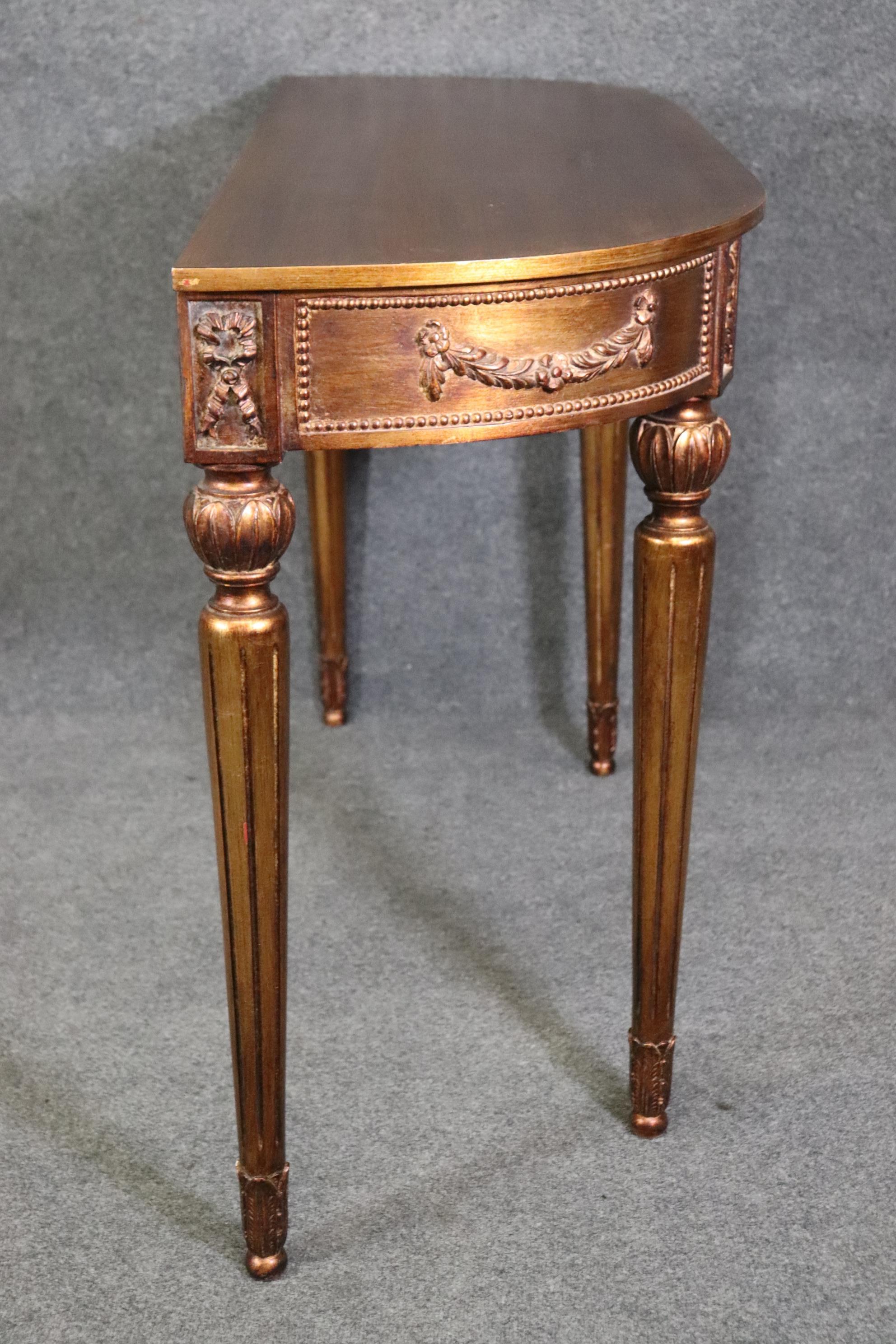 Louis XVI Style Gold Gilt Demilune Console Table In Good Condition For Sale In Swedesboro, NJ