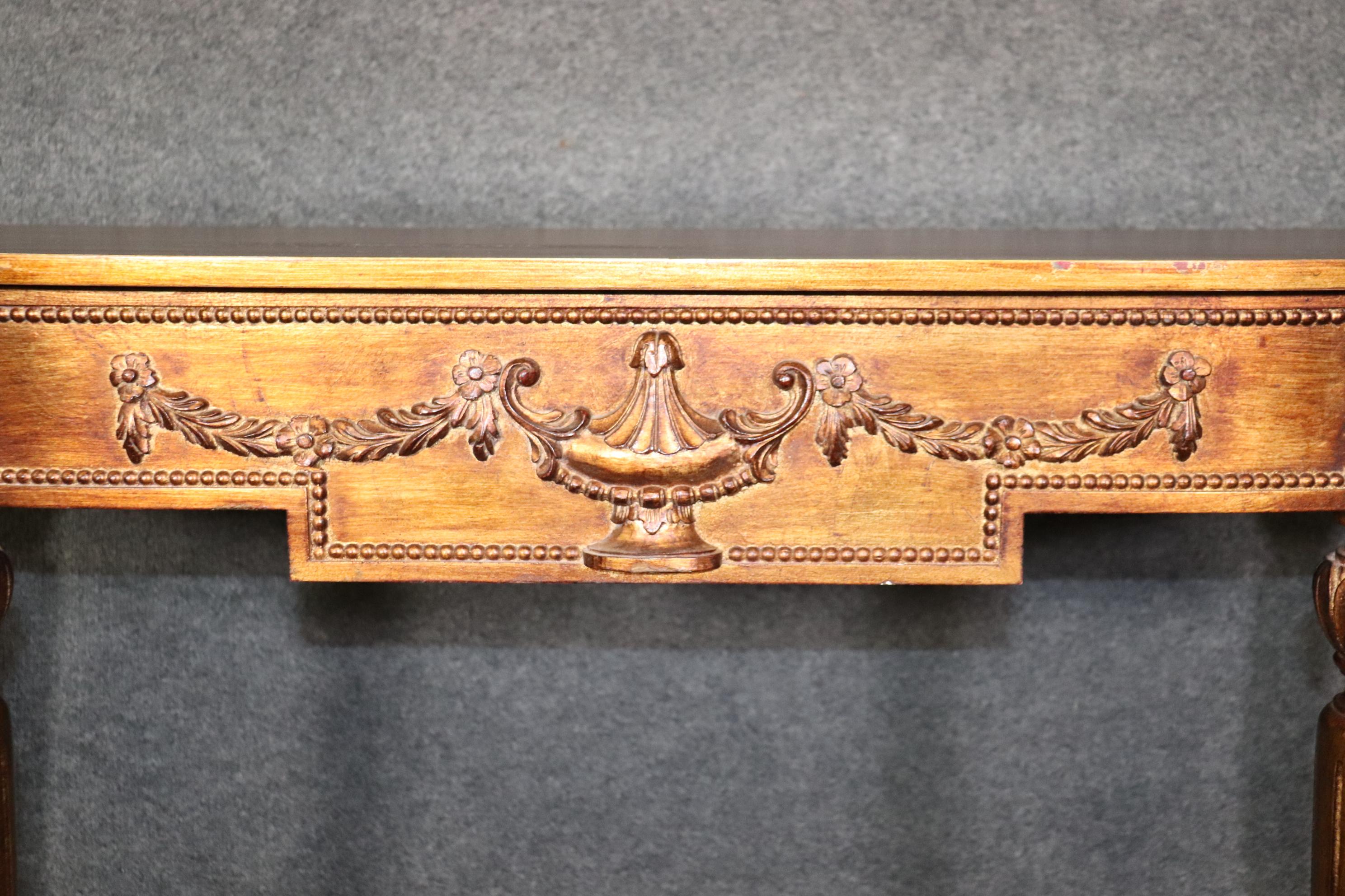 Louis XVI Style Gold Gilt Demilune Console Table For Sale 1