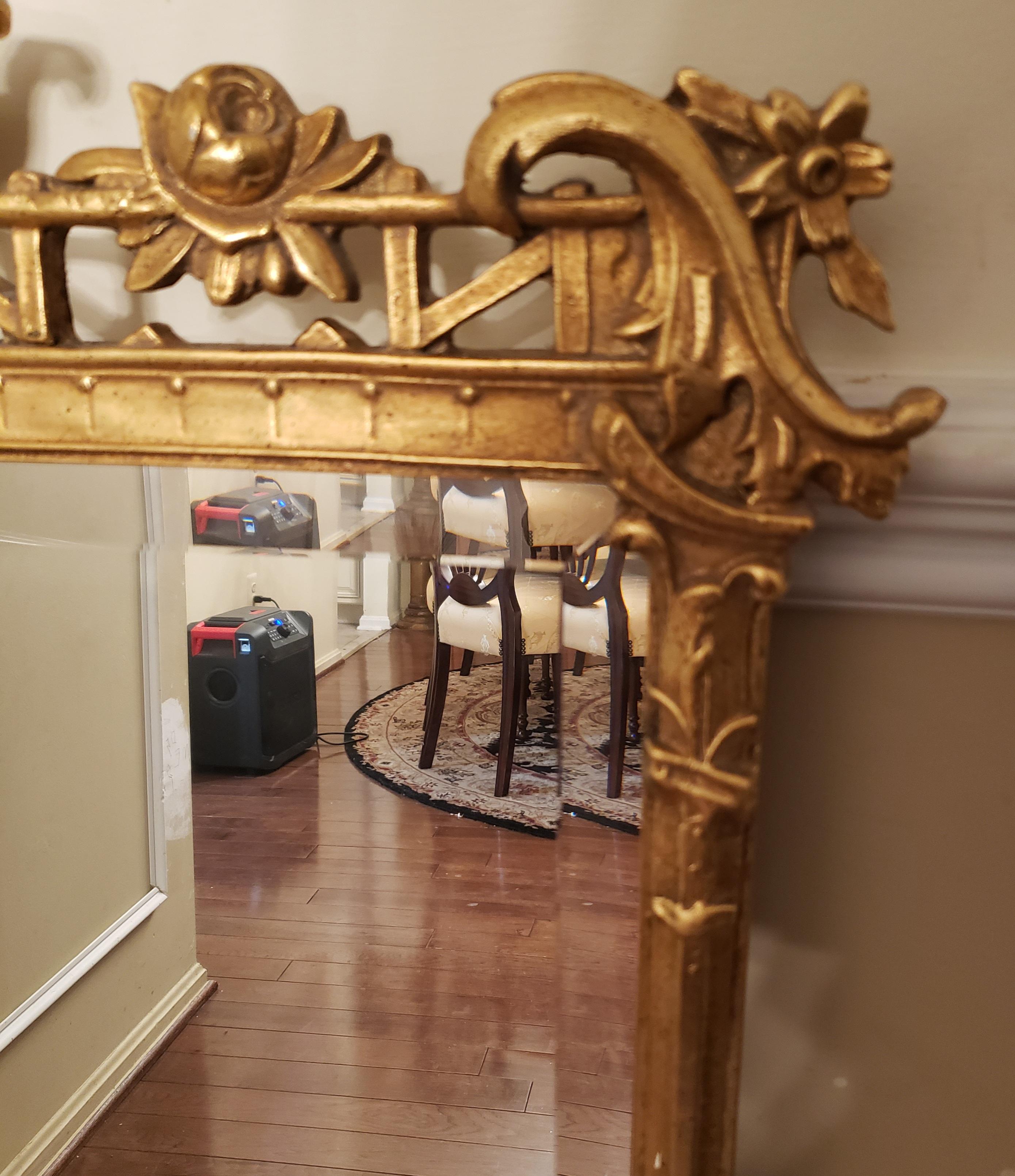 Friedman Brothers' Louis XVI Style Gold Gilt Wood Frame Wall Mirror, Circa 1960s In Good Condition In Germantown, MD