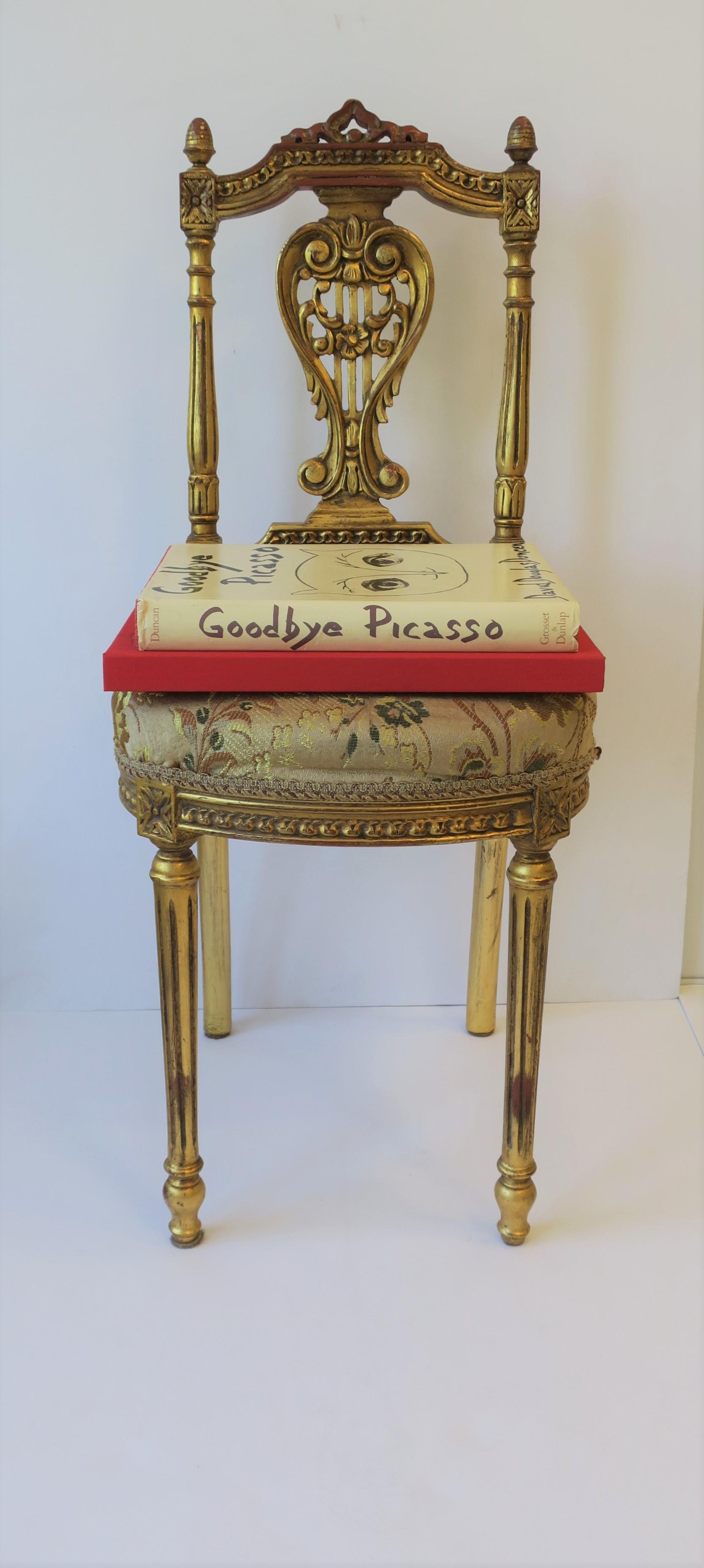 Gold Giltwood Upholstered Chair in the Louis XVI Style  6