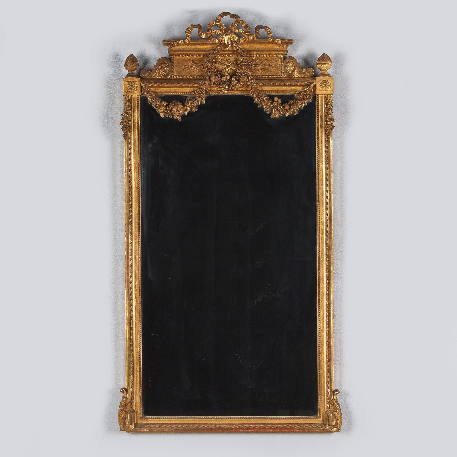 French Louis XVI Style Gold Leaf Beveled Mirror, circa 1930s 6