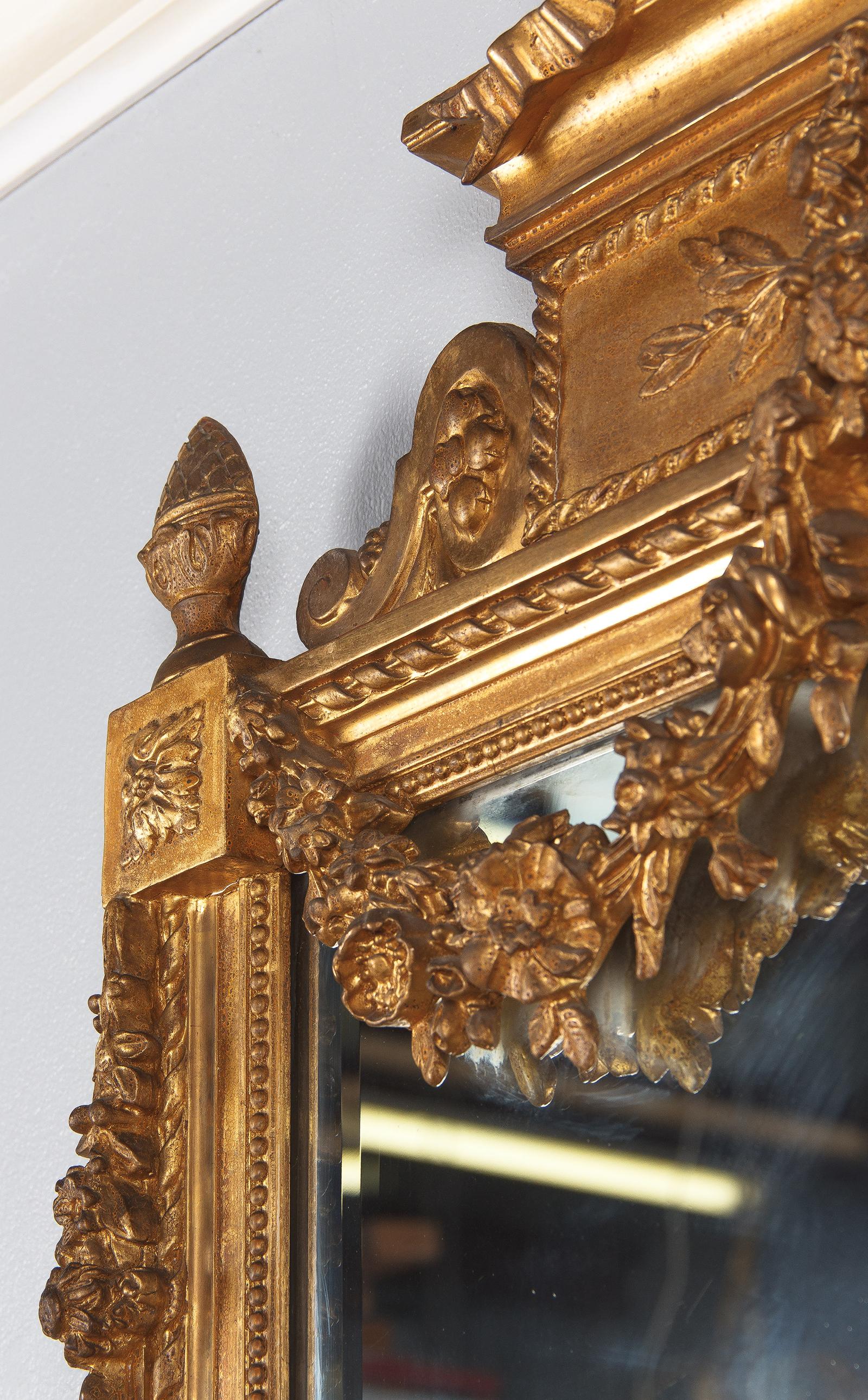 French Louis XVI Style Gold Leaf Beveled Mirror, circa 1930s 8
